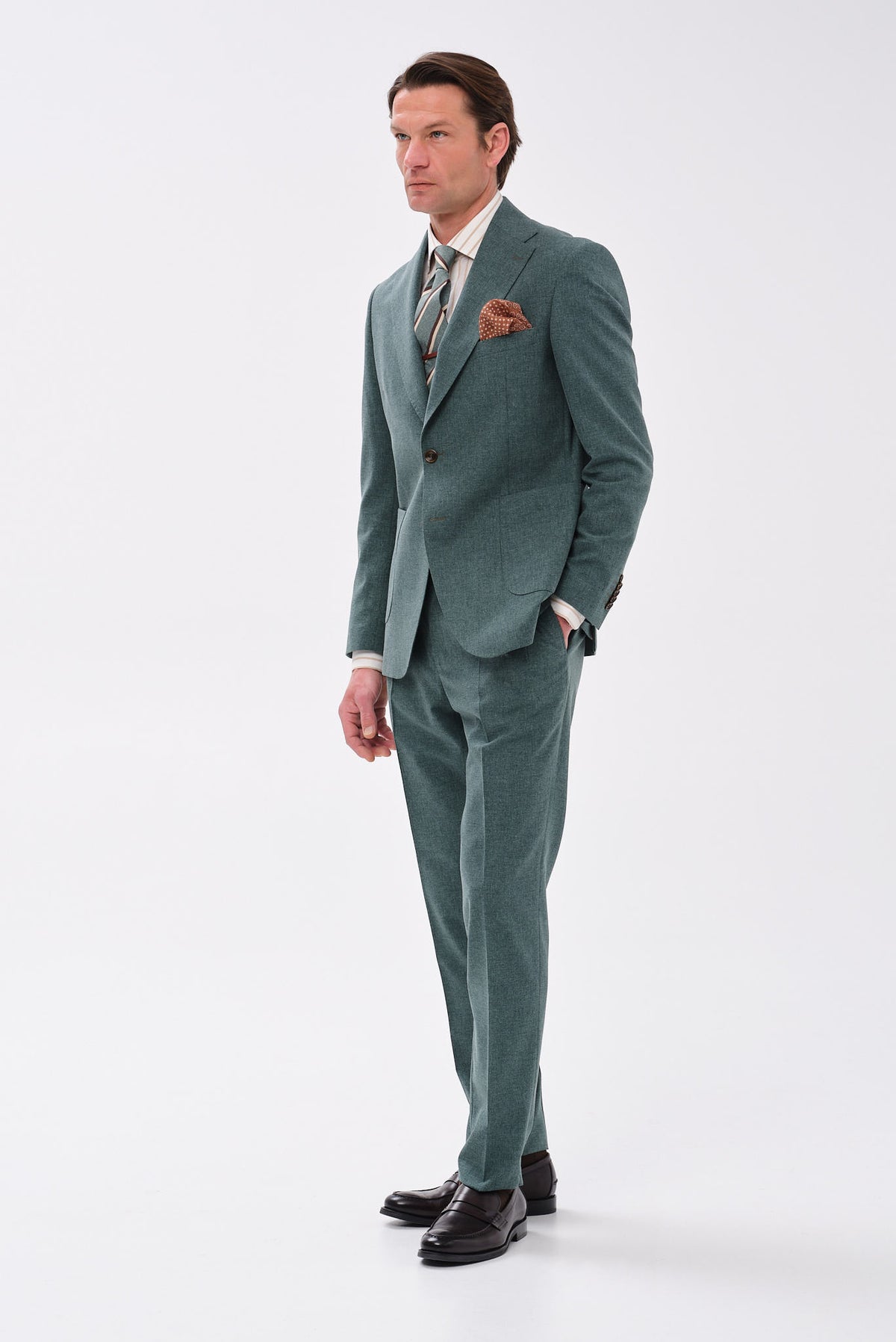 ΑΝΔΡΙΚΟ ΠΡΑΣΙΝΟ ΚΟΣΤΟΥΜΙ PORTOBELLO'S REGULAR FIT ΣΕ ΥΦΑΣΜΑ VITALE BARBERIS CANONICO
