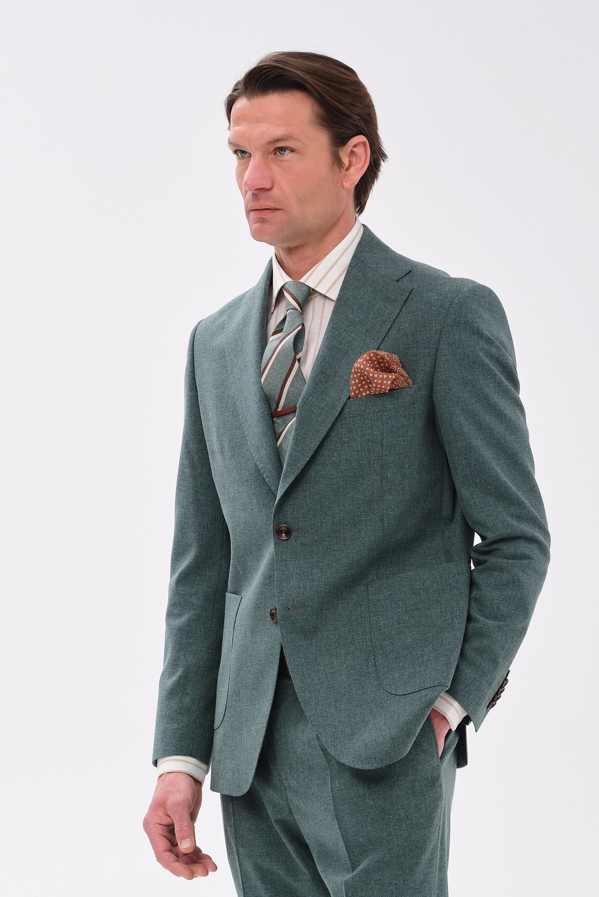 ΑΝΔΡΙΚΟ ΠΡΑΣΙΝΟ ΚΟΣΤΟΥΜΙ PORTOBELLO'S REGULAR FIT ΣΕ ΥΦΑΣΜΑ VITALE BARBERIS CANONICO