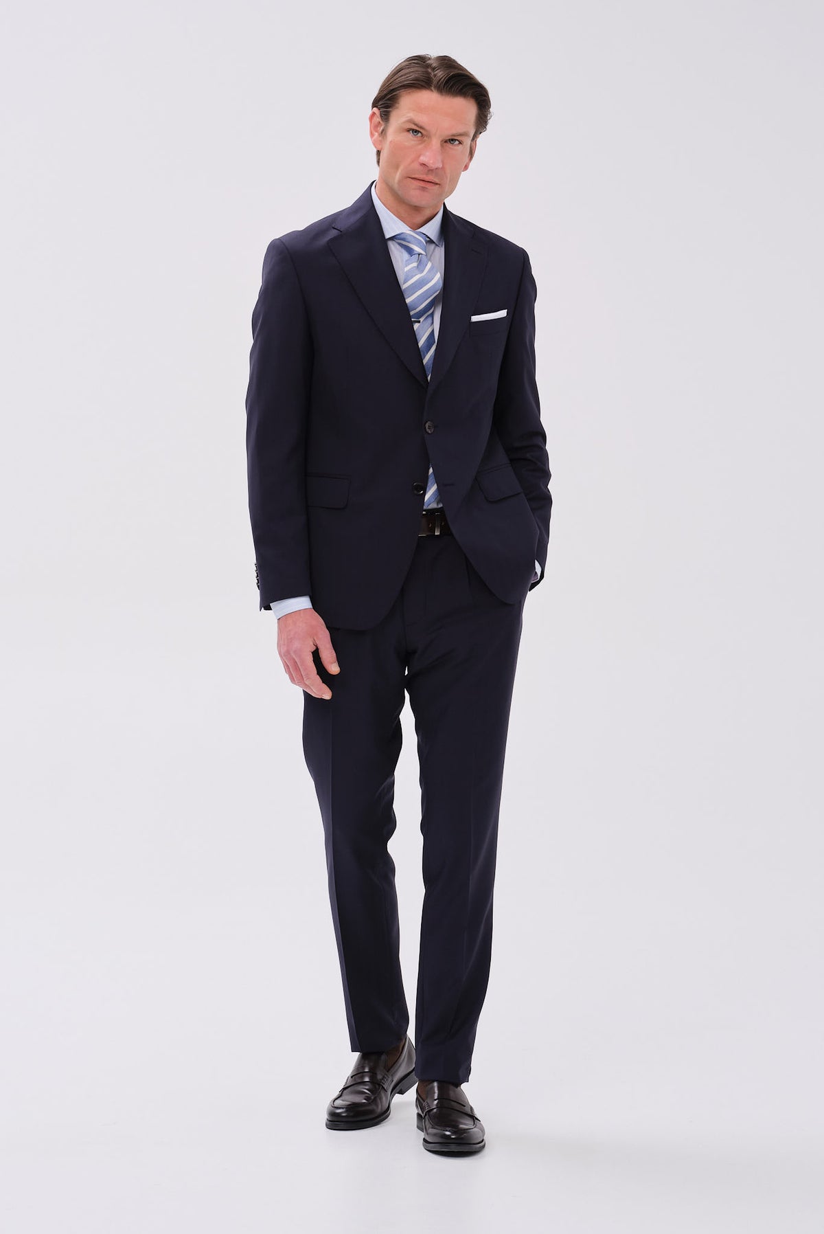 ΑΝΔΡΙΚΟ ΜΠΛΕ ΚΟΣΤΟΥΜΙ PORTOBELLO'S FORMAL FIT ΣΕ ΥΦΑΣΜΑ LANIFISIO ROGNA