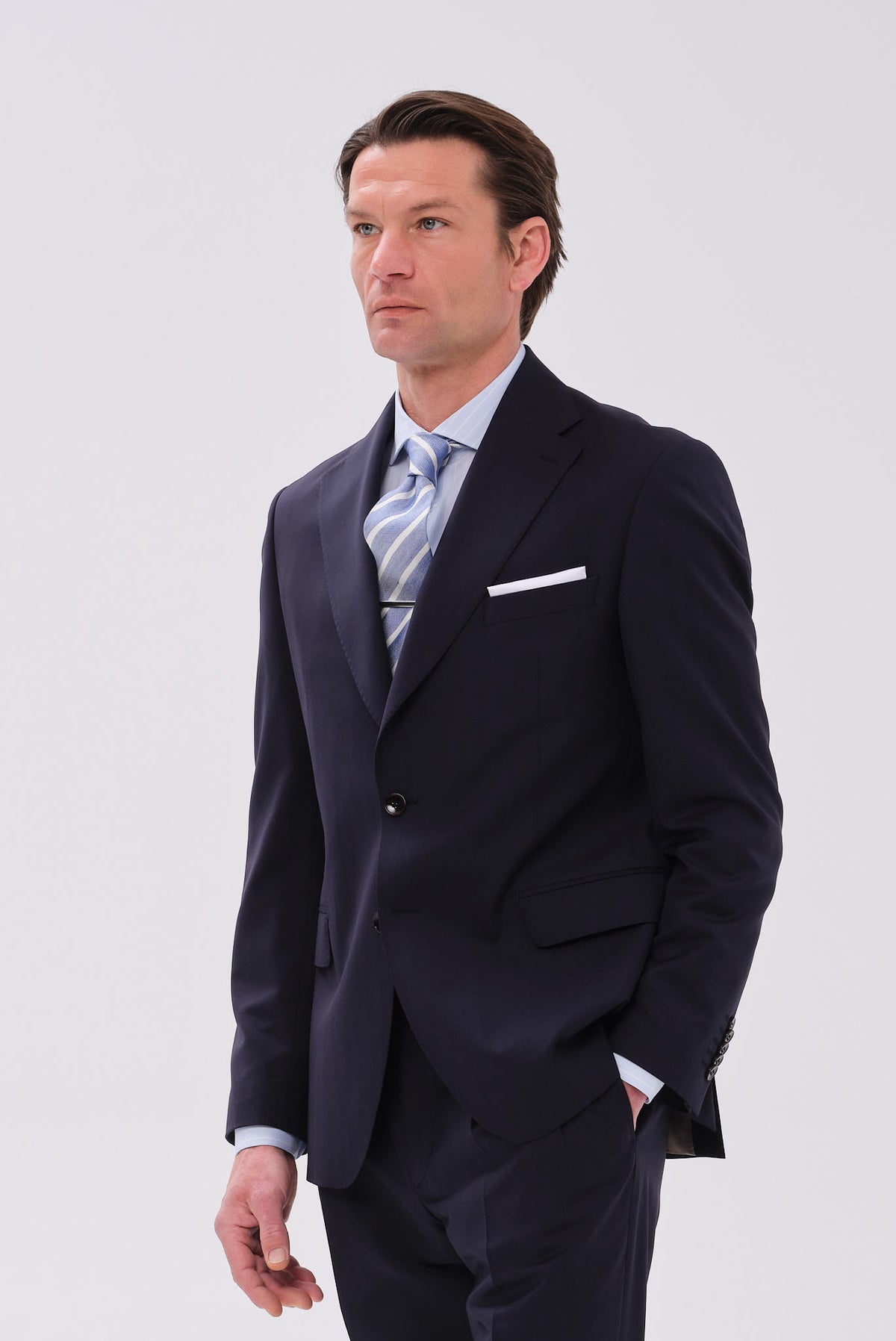 ΑΝΔΡΙΚΟ ΜΠΛΕ ΚΟΣΤΟΥΜΙ PORTOBELLO'S FORMAL FIT ΣΕ ΥΦΑΣΜΑ LANIFISIO ROGNA