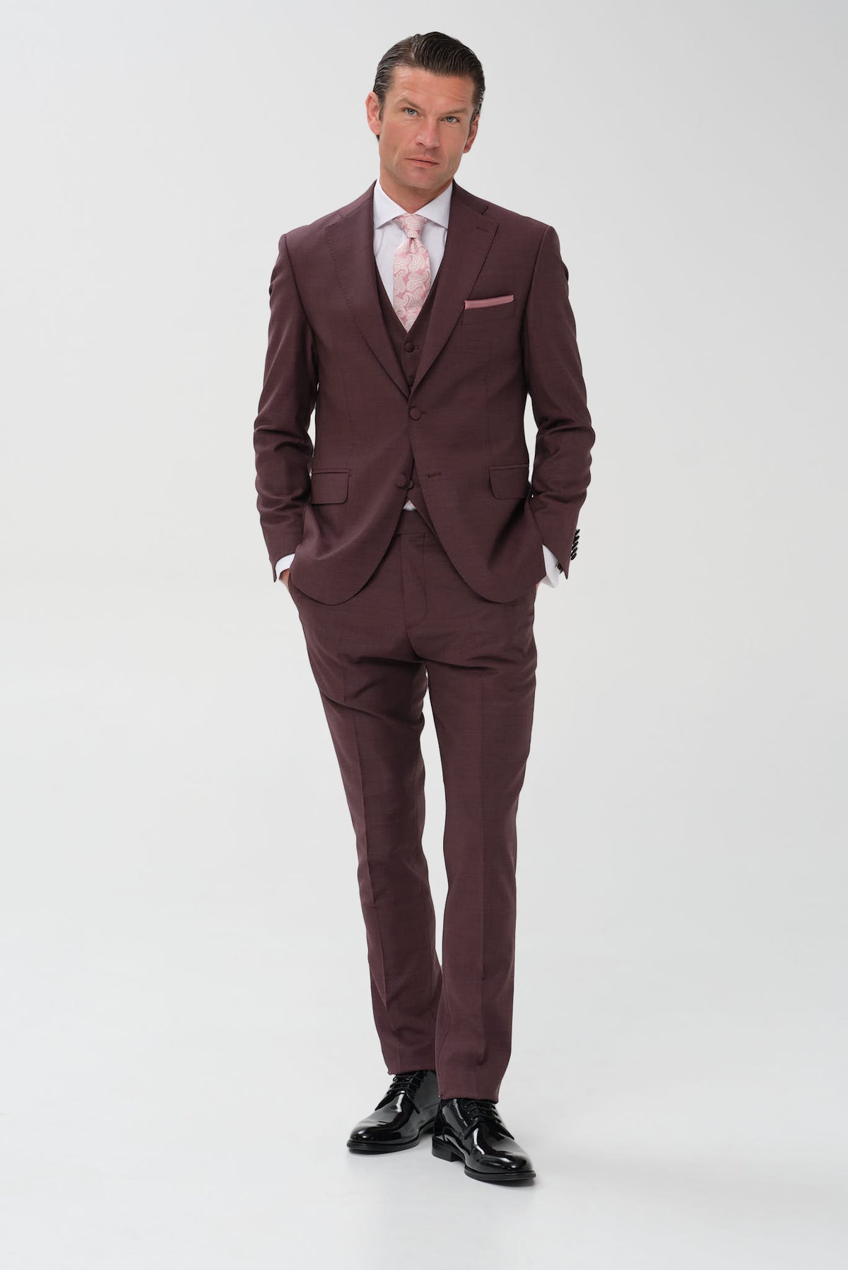 ΑΝΔΡΙΚΟ ΜΠΟΡΝΤΟ ΓΑΜΠΡΙΑΤΙΚΟ ΚΟΣΤΟΥΜΙ PORTOBELLO'S SLIM FIT ΣΕ ΥΦΑΣΜΑ ZIGNONE SUPER 110