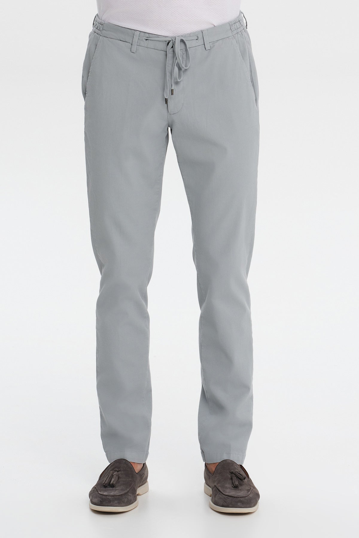 ΑΝΔΡΙΚΟ ΓΚΡΙ ΣΙΕΛ ΠΑΝΤΕΛΟΝΙ CHINOS SLIM FIT PORTOBELLO'S ΜΕ ΛΑΣΤΙΧΟ ΚΑΙ ΚΟΡΔΟΝΙ