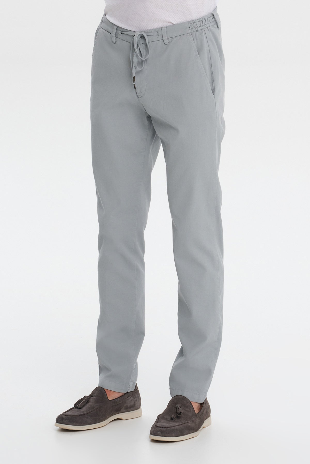 ΑΝΔΡΙΚΟ ΓΚΡΙ ΣΙΕΛ ΠΑΝΤΕΛΟΝΙ CHINOS SLIM FIT PORTOBELLO'S ΜΕ ΛΑΣΤΙΧΟ ΚΑΙ ΚΟΡΔΟΝΙ