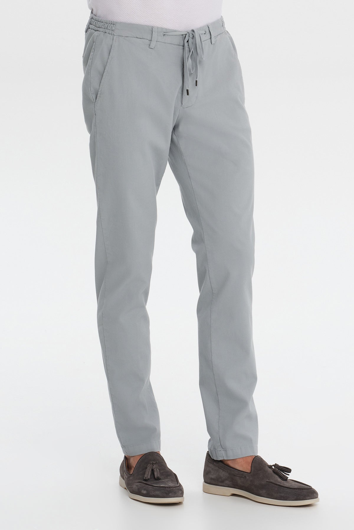 ΑΝΔΡΙΚΟ ΓΚΡΙ ΣΙΕΛ ΠΑΝΤΕΛΟΝΙ CHINOS SLIM FIT PORTOBELLO'S ΜΕ ΛΑΣΤΙΧΟ ΚΑΙ ΚΟΡΔΟΝΙ