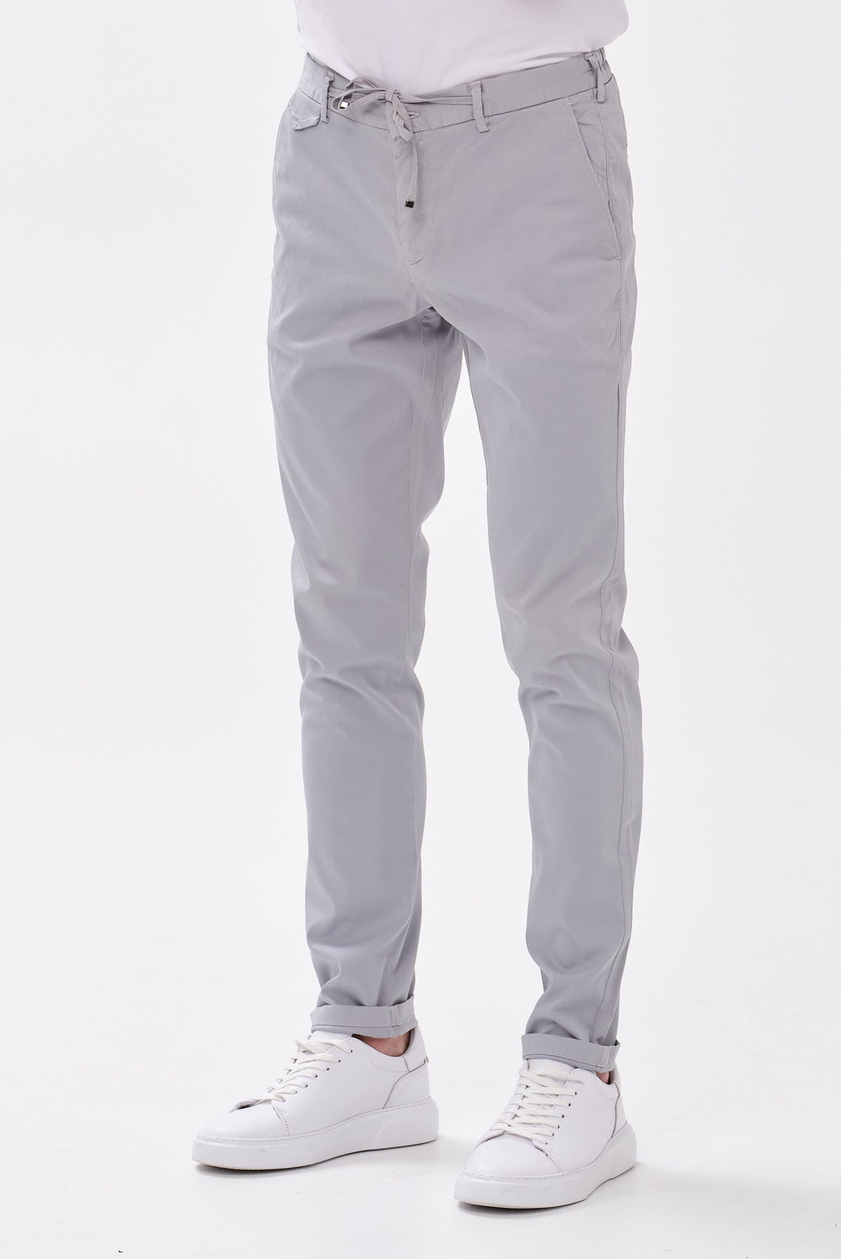 ΑΝΔΡΙΚΟ ΓΚΡΙ ΑΝΟΙΧΤΟ ΠΑΝΤΕΛΟΝΙ CHINO PORTOBELLO'S REGULAR FIT ΜΕ ΚΟΡΔΟΝΙ-ΛΑΣΤΙΧΟ