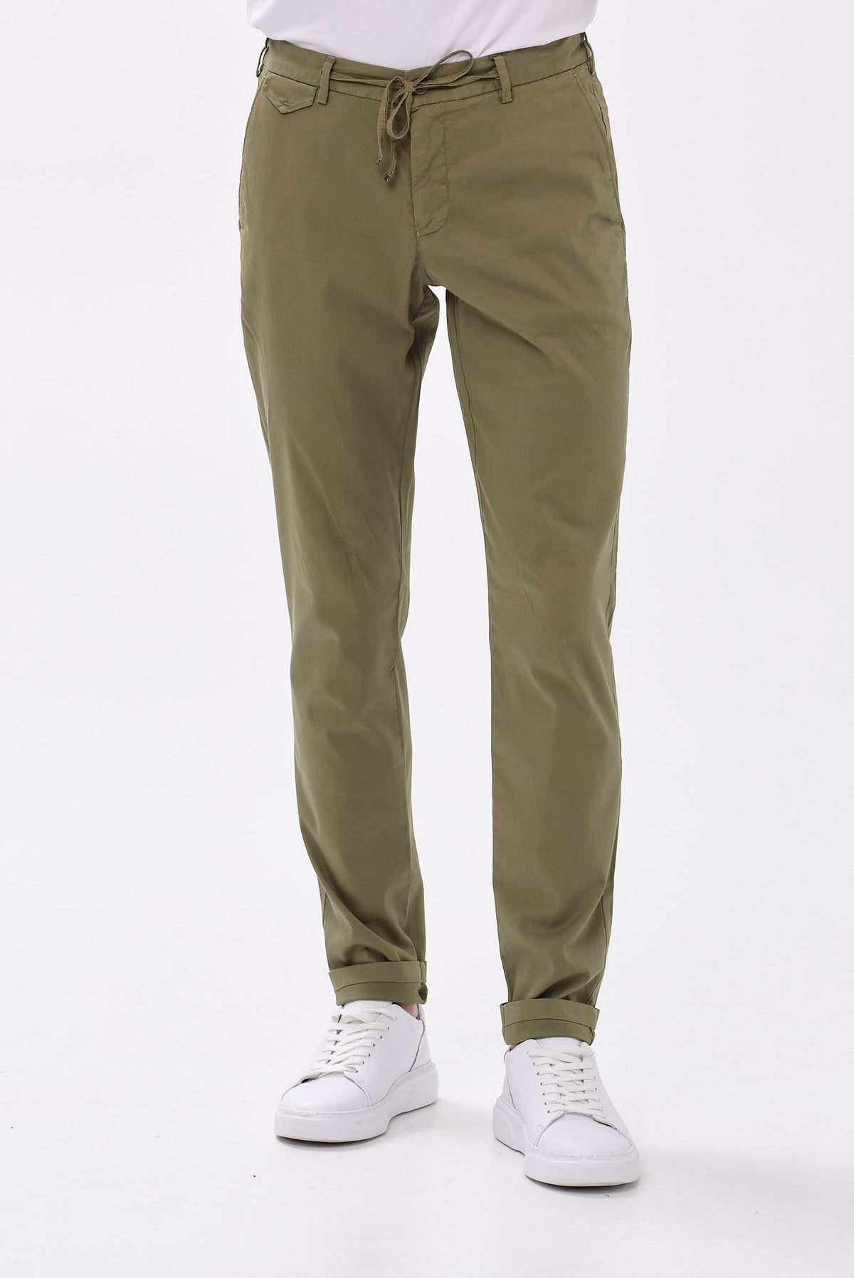 ΑΝΔΡΙΚΟ ΠΡΑΣΙΝΟ ΠΑΝΤΕΛΟΝΙ CHINO PORTOBELLO'S REGULAR FIT ΜΕ ΚΟΡΔΟΝΙ-ΛΑΣΤΙΧΟ