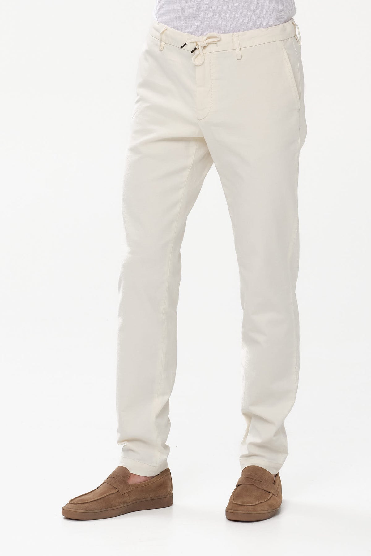 ΑΝΔΡΙΚΟ ΕΚΡΟΥ ΠΑΝΤΕΛΟΝΙ PORTOBELLO'S SLIM FIT ΜΕ ΚΟΡΔΟΝΙ-ΛΑΣΤΙΧΟ