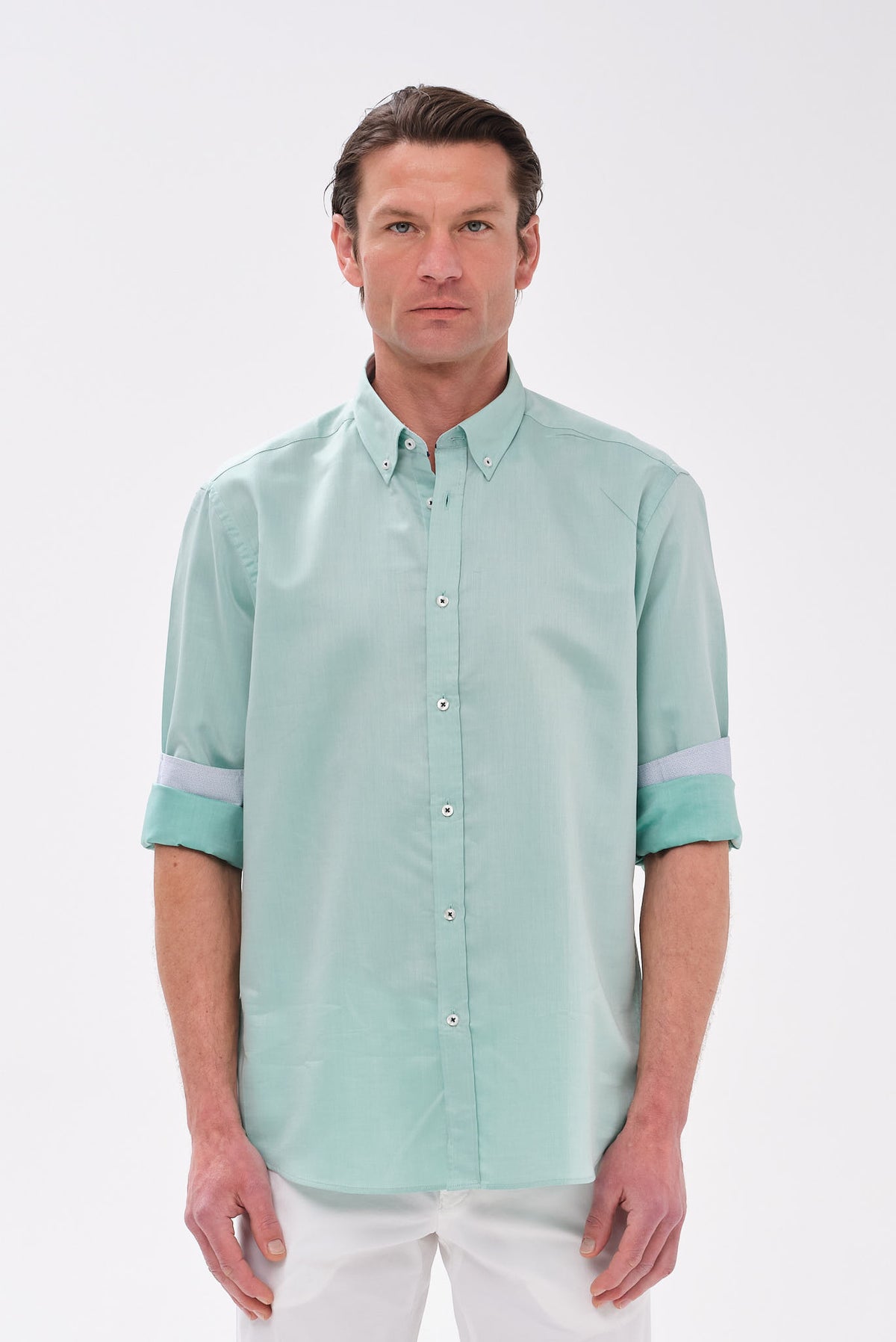 ΑΝΔΡΙΚΟ ΠΡΑΣΙΝΟ NO POCKET ΠΟΥΚΑΜΙΣΟ PORTOBELLO'S ΜΕ BUTTON DOWN ΓΙΑΚΑ REGULAR FIT