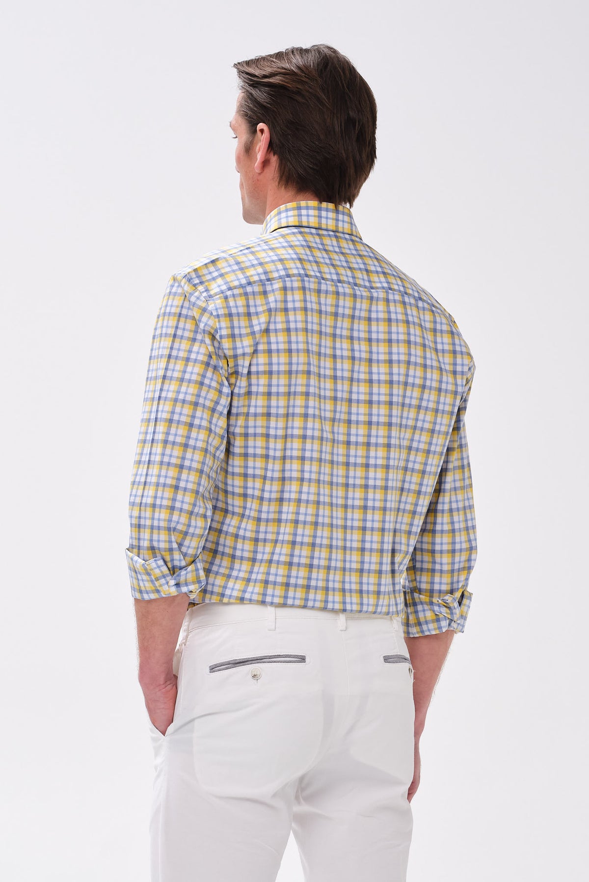 ΑΝΔΡΙΚΟ ΠΟΥΚΑΜΙΣΟ ΜΕ BUTTON DOWN ΓΙΑΚΑ PORTOBELLO'S ΠΡΑΣΙΝΟ ΜΠΛΕ ΚΑΙ ΚΙΤΡΙΝΟ ΚΑΡΟ