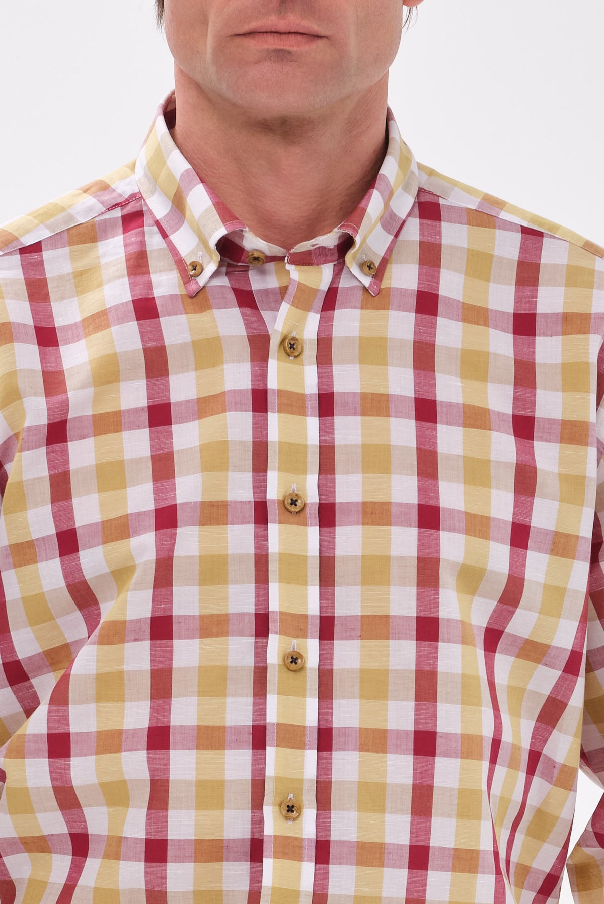ΑΝΔΡΙΚΟ ΠΟΥΚΑΜΙΣΟ ΜΕ BUTTON DOWN ΓΙΑΚΑ PORTOBELLO'S ΚΙΤΡΙΝΟ ΚΑΡΟ REGULAR FIT