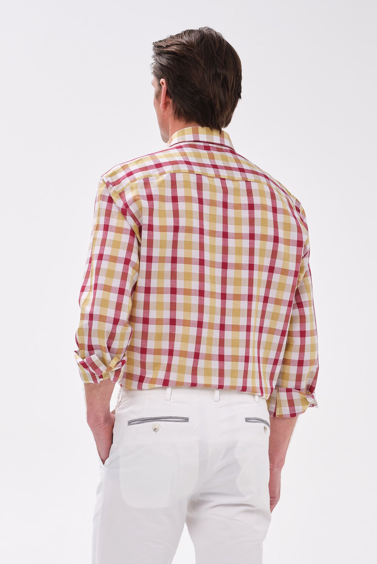 ΑΝΔΡΙΚΟ ΠΟΥΚΑΜΙΣΟ ΜΕ BUTTON DOWN ΓΙΑΚΑ PORTOBELLO'S ΚΙΤΡΙΝΟ ΚΑΡΟ REGULAR FIT