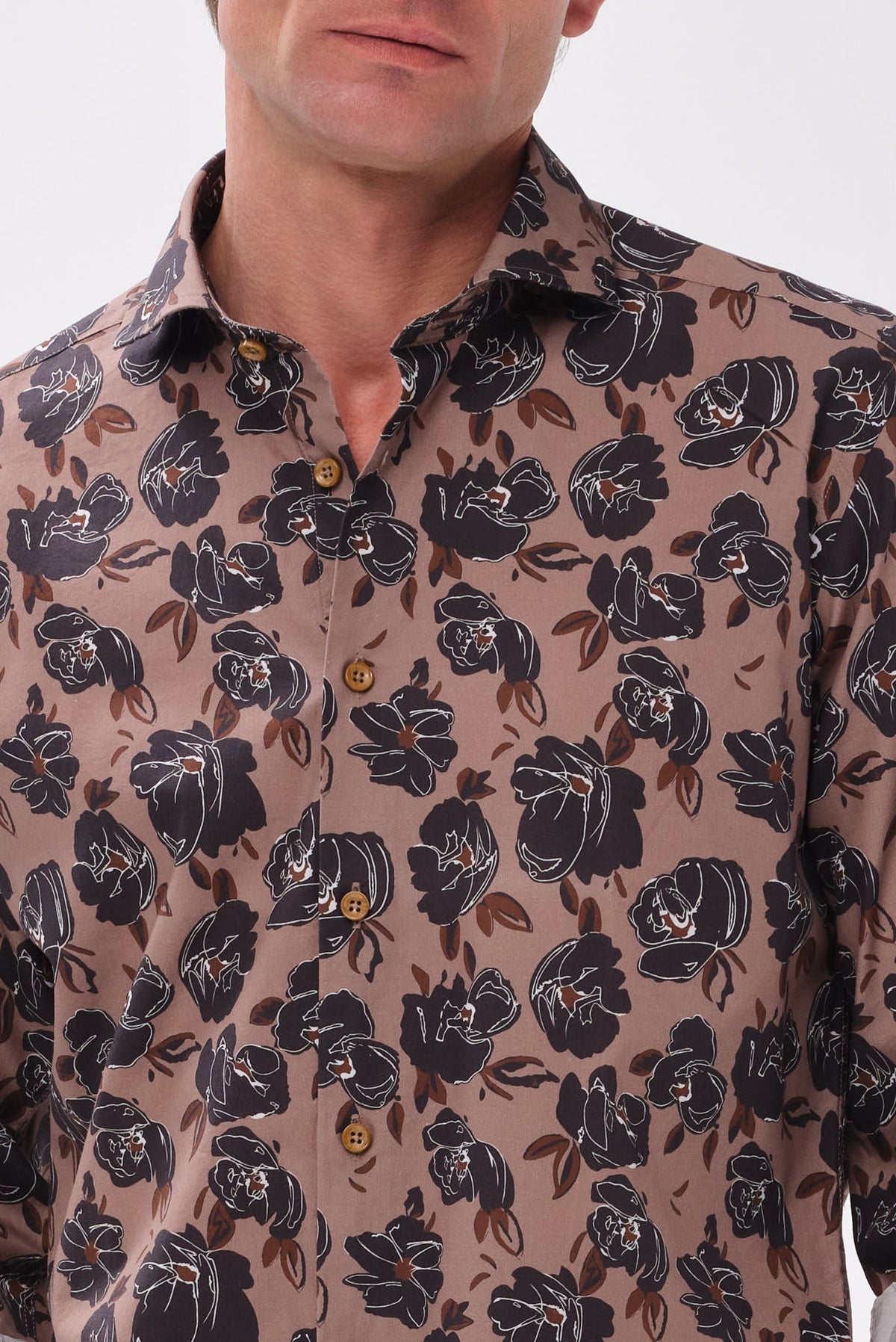 ΑΝΔΡΙΚΟ ΜΠΕΖ ΚΑΦΕ FLORAL ΠΟΥΚΑΜΙΣΟ PORTOBELLO'S SLIM FIT