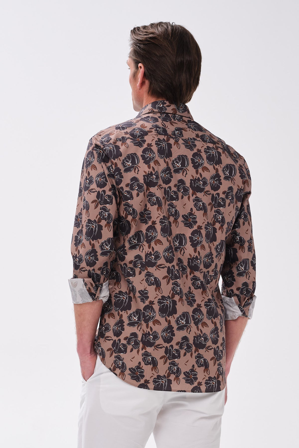 ΑΝΔΡΙΚΟ ΜΠΕΖ ΚΑΦΕ FLORAL ΠΟΥΚΑΜΙΣΟ PORTOBELLO'S SLIM FIT