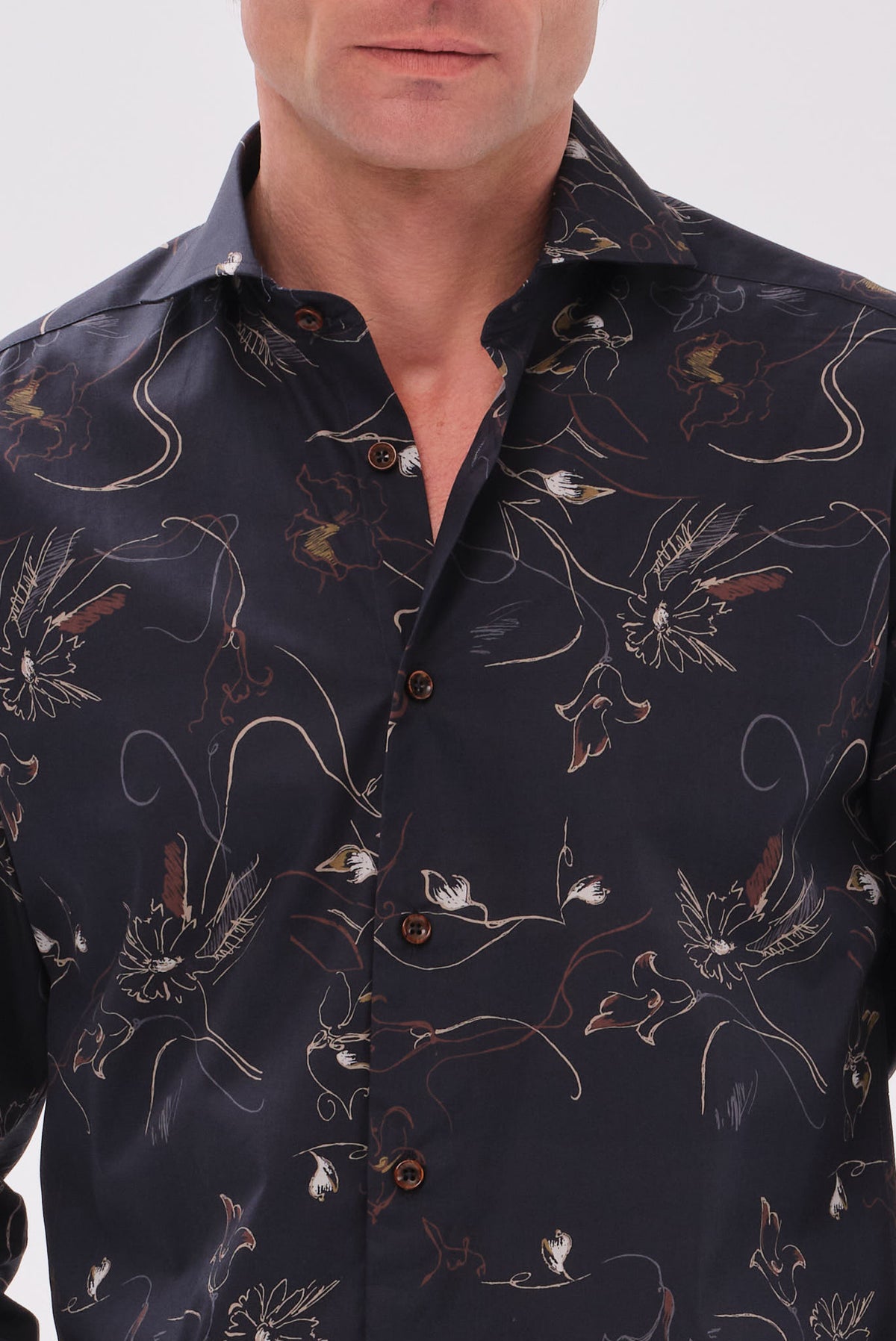 ΑΝΔΡΙΚΟ ΜΑΥΡΟ FLORAL ΠΟΥΚΑΜΙΣΟ PORTOBELLO'S SLIM FIT