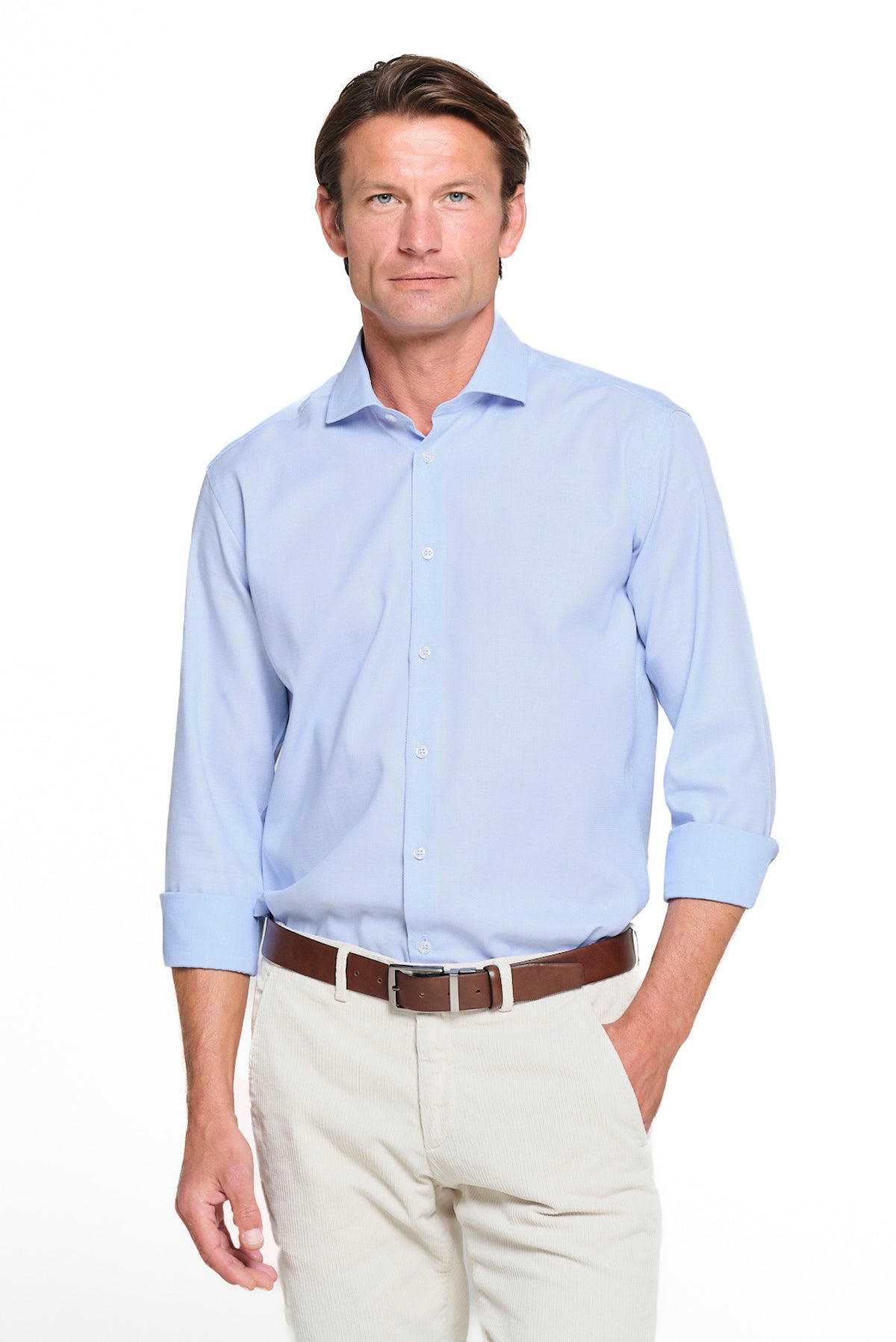 ΑΝΔΡΙΚΟ ΣΙΕΛ ΜΟΝΟΧΡΩΜΟ ΠΟΥΚΑΜΙΣΟ ΜΕ REX ΓΙΑΚΑ SLIM FIT PORTOBELLO'S