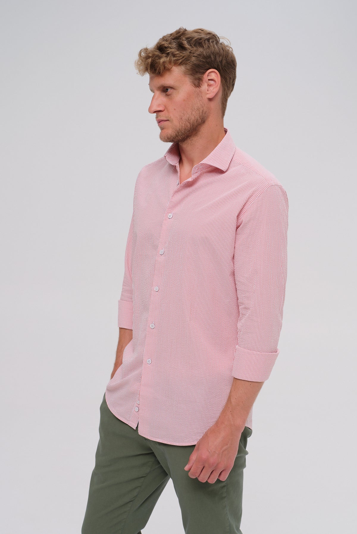ΑΝΔΡΙΚΟ ΚΟΚΚΙΝΟ ΡΙΓΕ ΠΟΥΚΑΜΙΣΟ PORTOBELLO'S SLIM FIT