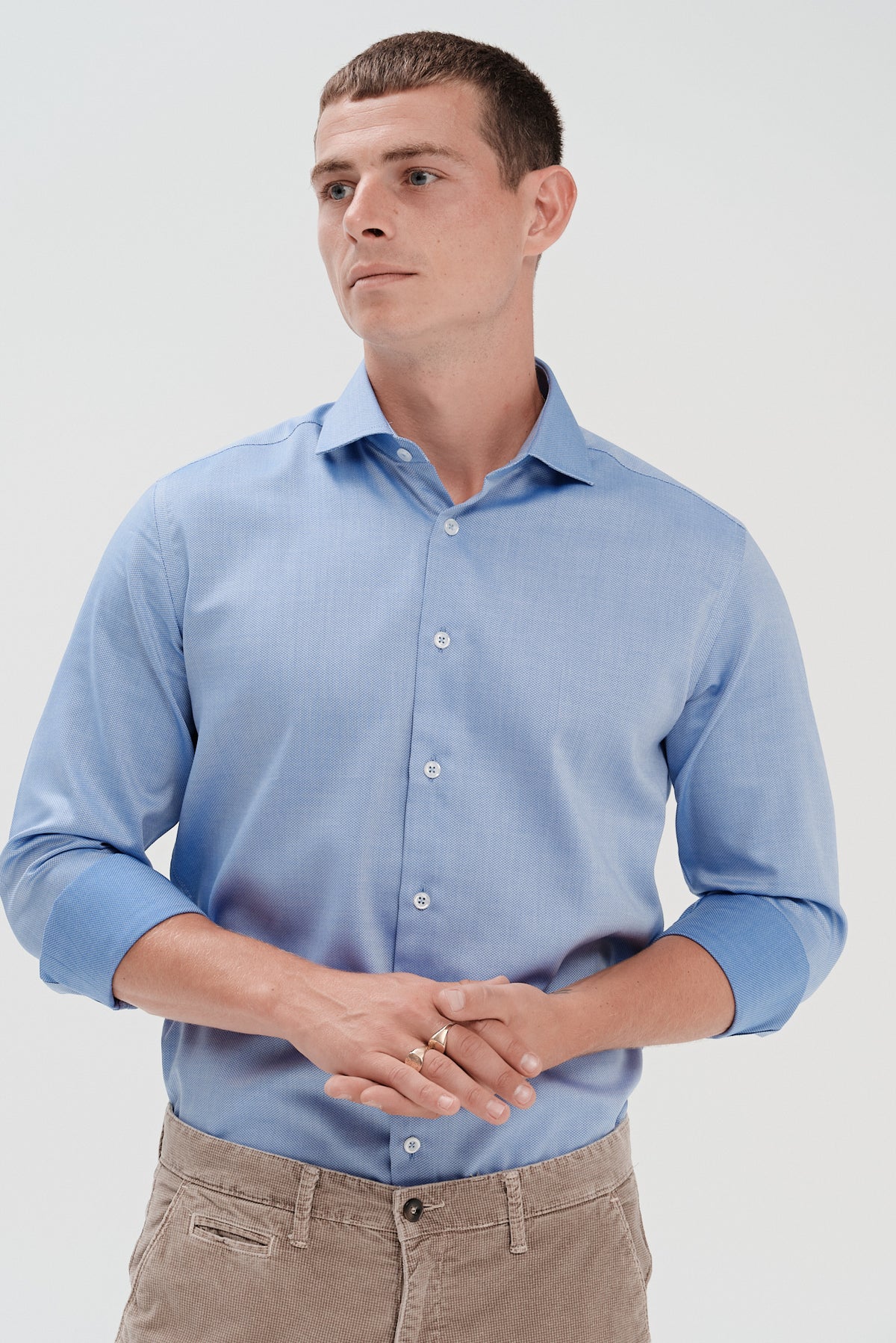 ΑΝΔΡΙΚΟ ΣΙΕΛ ΜΟΝΟΧΡΩΜΟ ΠΟΥΚΑΜΙΣΟ ΜΕ REX ΓΙΑΚΑ SLIM FIT PORTOBELLO'S