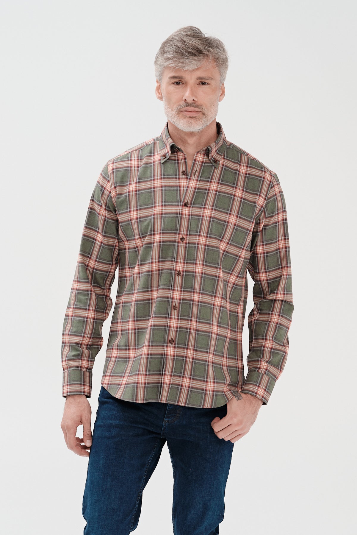 ΑΝΔΡΙΚΟ ΚΑΡΟ ΠΡΑΣΙΝΟ ΠΟΥΚΑΜΙΣΟ PORTOBELLO'S ΜΕ BUTTON DOWN ΓΙΑΚΑ REGULAR FIT