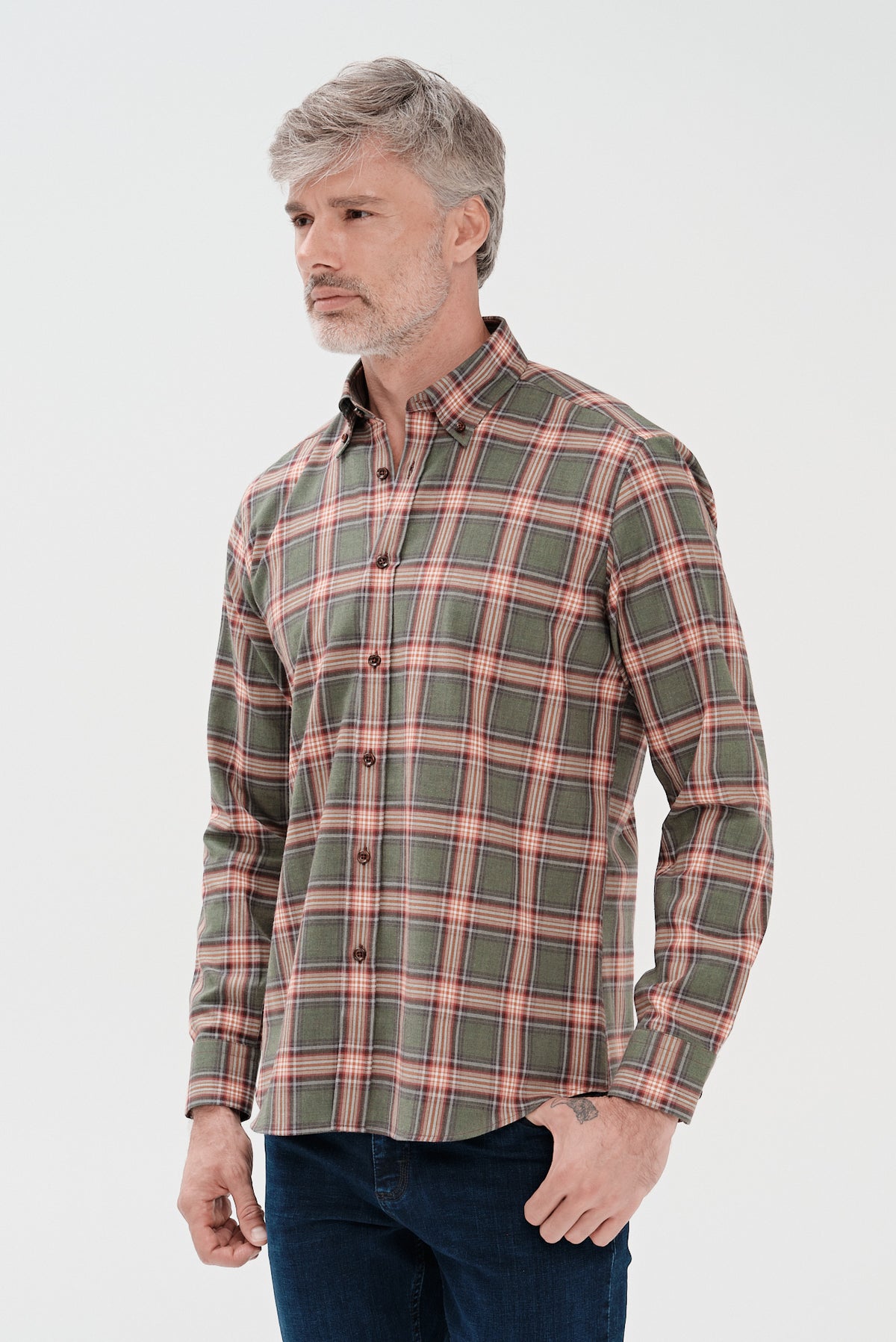 ΑΝΔΡΙΚΟ ΚΑΡΟ ΠΡΑΣΙΝΟ ΠΟΥΚΑΜΙΣΟ PORTOBELLO'S ΜΕ BUTTON DOWN ΓΙΑΚΑ REGULAR FIT