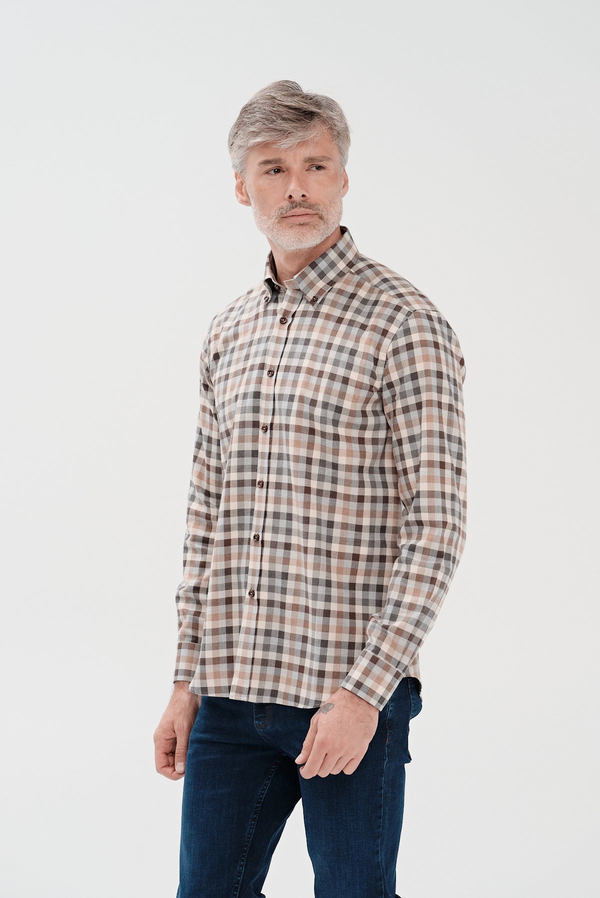 ΑΝΔΡΙΚΟ ΚΑΡΟ ΣΚΟΥΡΟ ΜΠΕΖ ΠΟΥΚΑΜΙΣΟ PORTOBELLO'S ΜΕ BUTTON DOWN ΓΙΑΚΑ REGULAR FIT