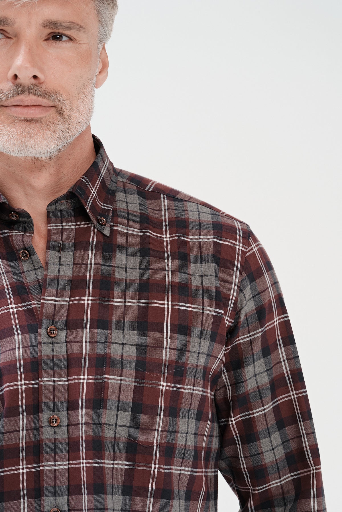 ΑΝΔΡΙΚΟ ΚΑΡΟ ΜΠΟΡΝΤΟ ΓΚΡΙ ΠΟΥΚΑΜΙΣΟ PORTOBELLO'S ΜΕ BUTTON DOWN ΓΙΑΚΑ REGULAR FIT