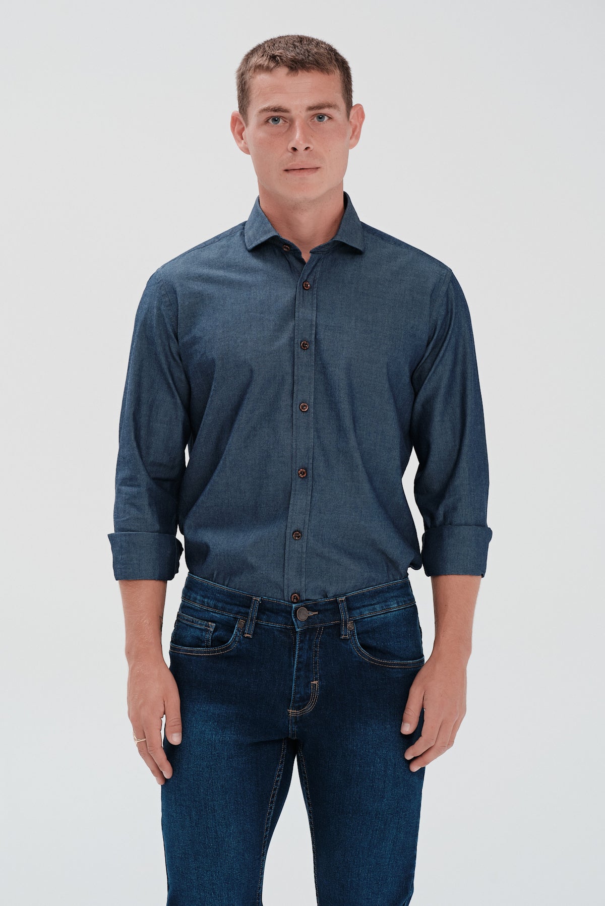 ΑΝΔΡΙΚΟ DENIM ΠΟΥΚΑΜΙΣΟ PORTOBELLO'S ΜΕ REX ΓΙΑΚΑ SLIM FIT