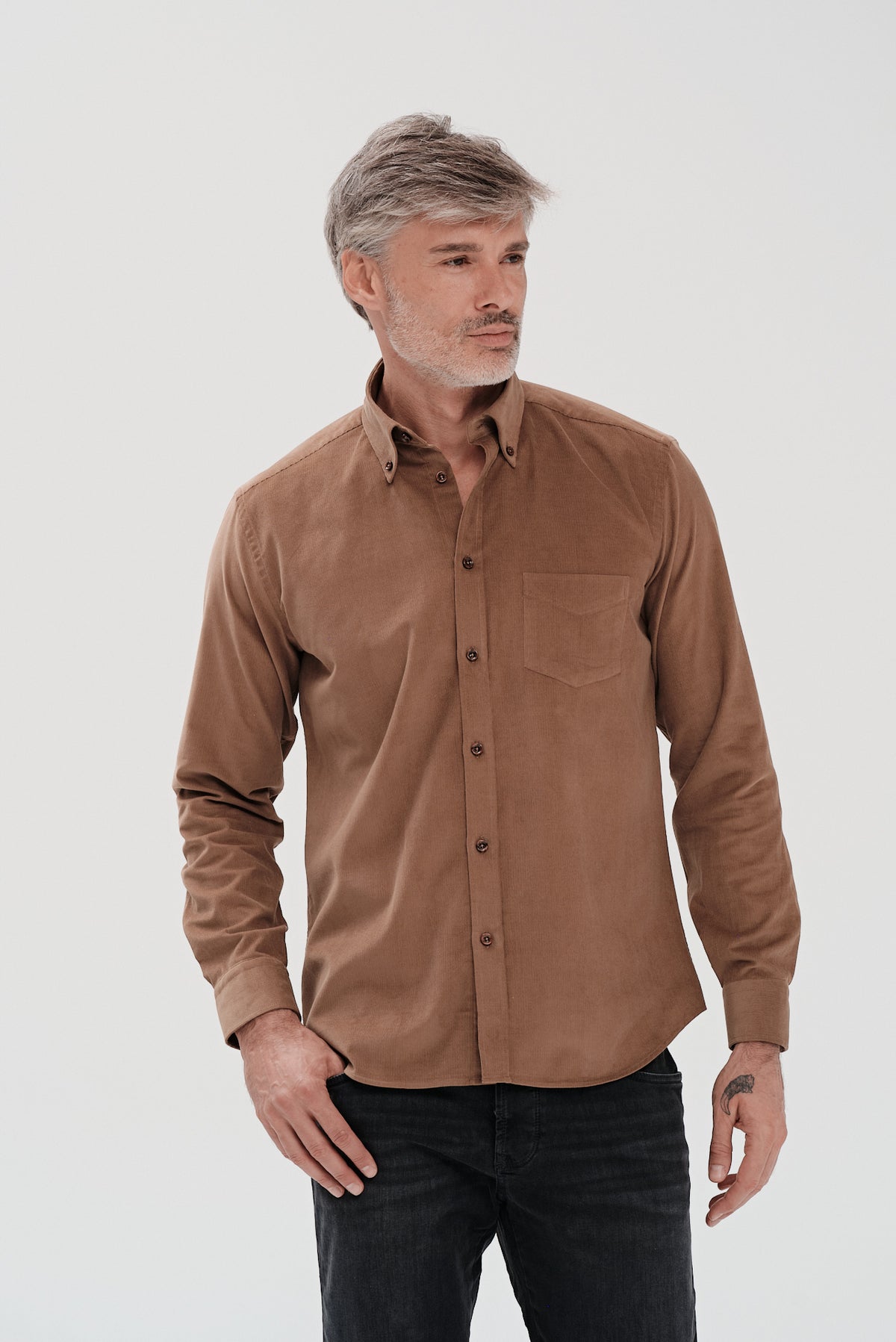 ΑΝΔΡΙΚΟ ΜΠΕΖ ΣΚΟΥΡΟ ΚΟΤΛΕ ΠΟΥΚΑΜΙΣΟ PORTOBELLO'S ΜΕ BUTTON DOWN ΓΙΑΚΑ REGULAR FIT