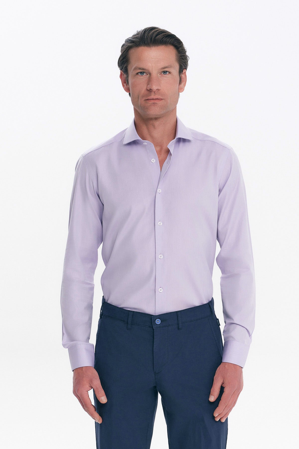 ΑΝΔΡΙΚΟ ΜΩΒ ΜΟΝΟΧΡΩΜΟ ΠΟΥΚΑΜΙΣΟ SLIM FIT PORTOBELLO'S ΜΕ REX ΓΙΑΚΑ