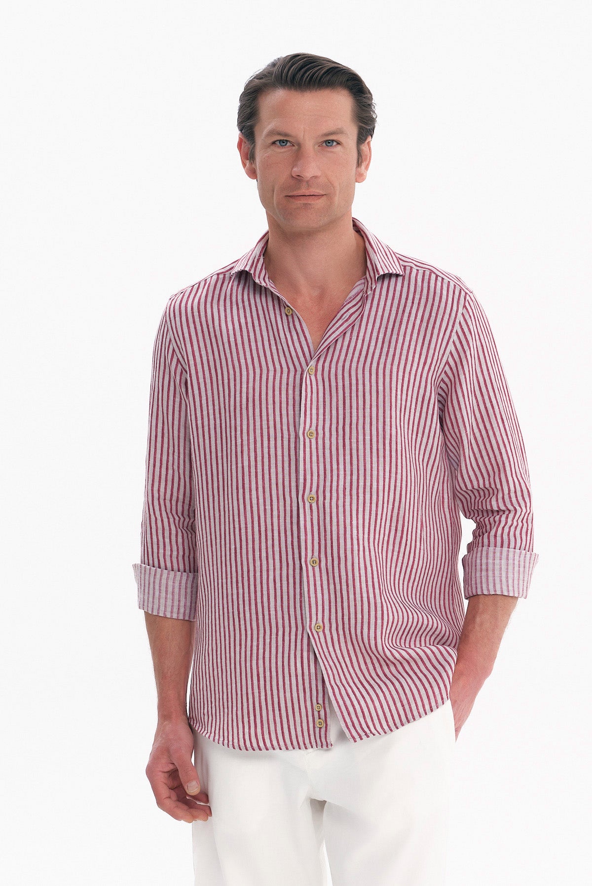 ΑΝΔΡΙΚΟ ΜΠΟΡΝΤΟ ΛΙΝΟ ΡΙΓΕ ΠΟΥΚΑΜΙΣΟ MODERN FIT PORTOBELLO'S ΜΕ REX ΓΙΑΚΑ