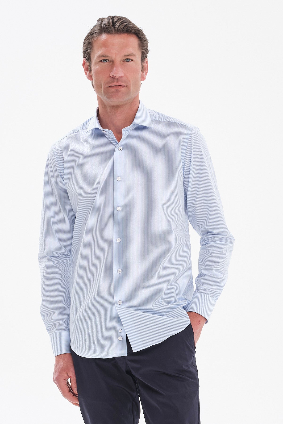 ΑΝΔΡΙΚΟ ΡΙΓΕ ΣΙΕΛ ΠΟΥΚΑΜΙΣΟ PORTOBELLO'S SLIM FIT ΜΕ REX ΓΙΑΚΑ