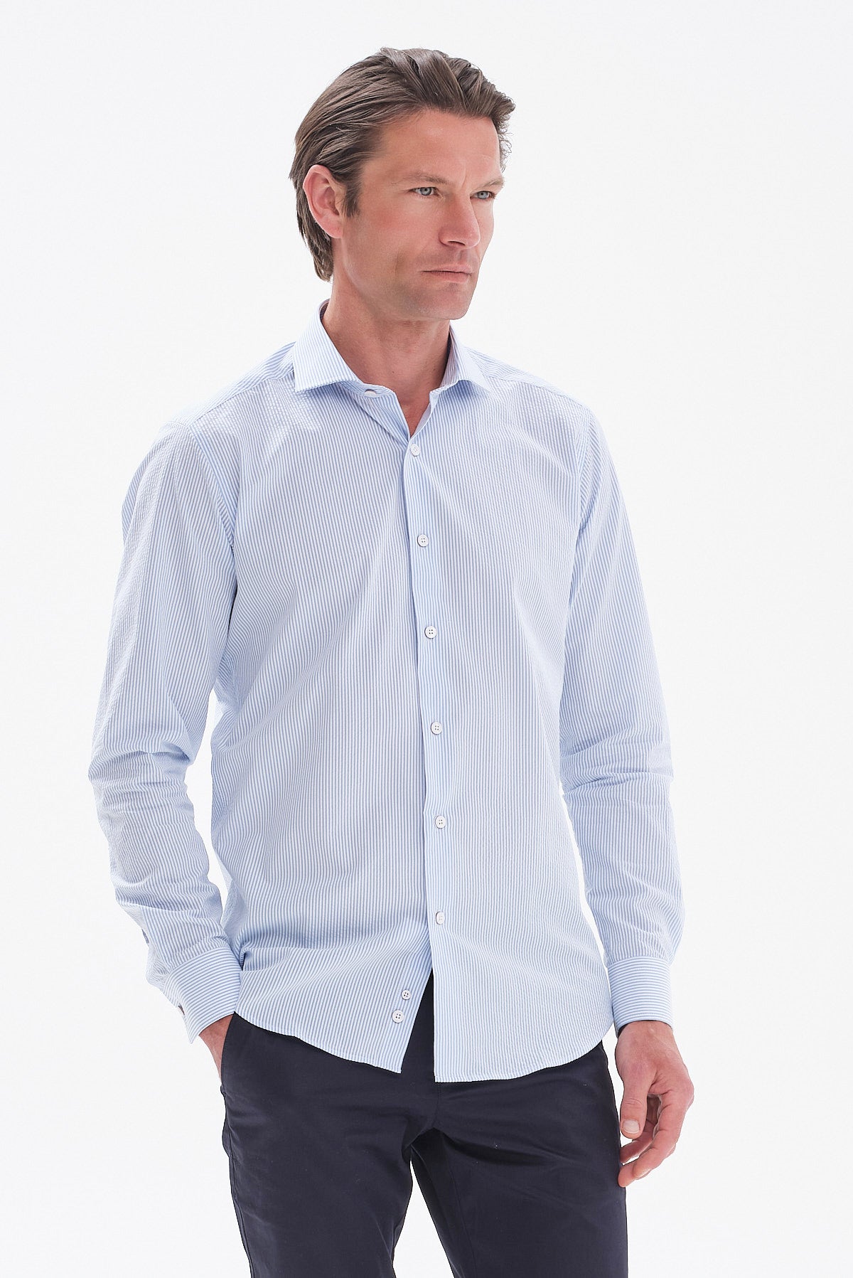 ΑΝΔΡΙΚΟ ΡΙΓΕ ΣΙΕΛ ΠΟΥΚΑΜΙΣΟ PORTOBELLO'S SLIM FIT ΜΕ REX ΓΙΑΚΑ