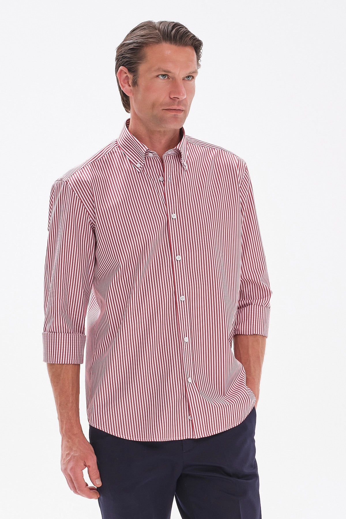 ΑΝΔΡΙΚΟ ΡΙΓΕ ΚΟΚΚΙΝΟ ΠΟΥΚΑΜΙΣΟ PORTOBELLO'S REGULAR FIT ΜΕ BUTTON DOWN ΓΙΑΚΑ