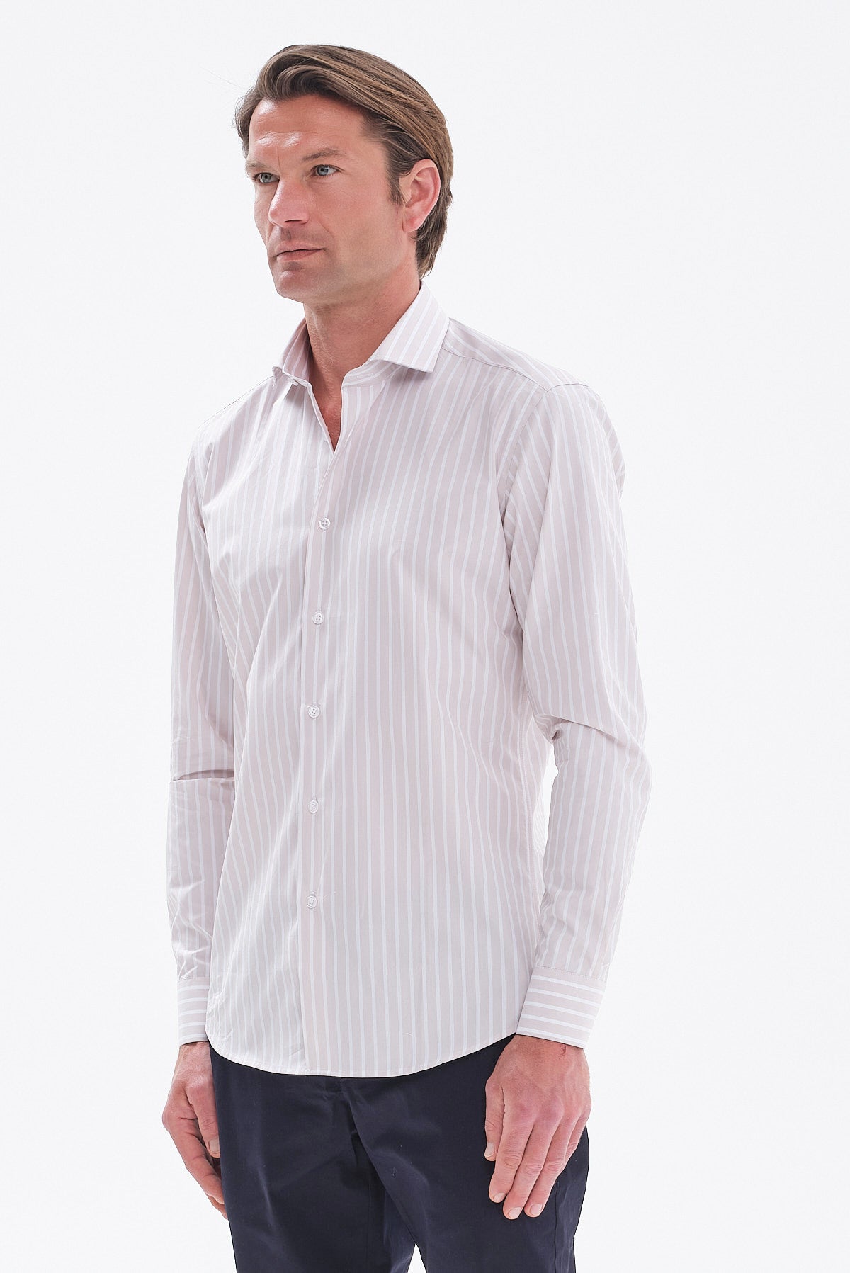 ΑΝΔΡΙΚΟ ΡΙΓΕ ΜΠΕΖ ΑΝΟΙΚΤΟ ΠΟΥΚΑΜΙΣΟ PORTOBELLO'S SLIM FIT ΜΕ REX ΓΙΑΚΑ