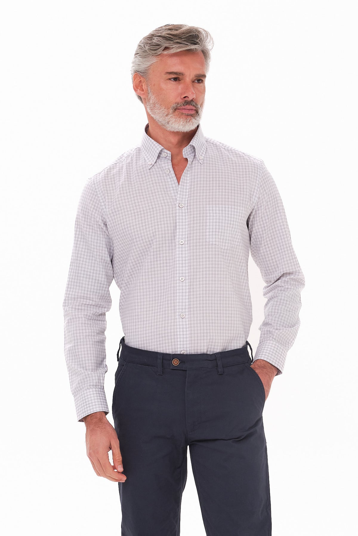 ΑΝΔΡΙΚΟ ΓΚΡΙ ΑΝΟΙΧΤΟ ΠΟΥΚΑΜΙΣΟ PORTOBELLO'S ME BUTTON DOWN ΓΙΑΚΑ REGULAR FIT