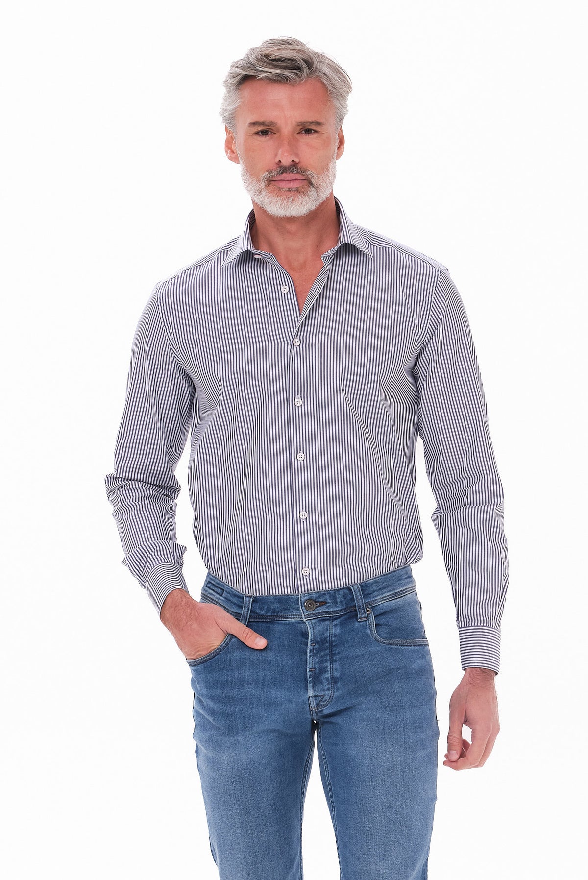 ΑΝΔΡΙΚΟ ΜΠΛΕ ΡΙΓΕ ΠΟΥΚΑΜΙΣΟ PORTOBELLO'S ΜΕ REX-STAR ΓΙΑΚΑ REGULAR FIT