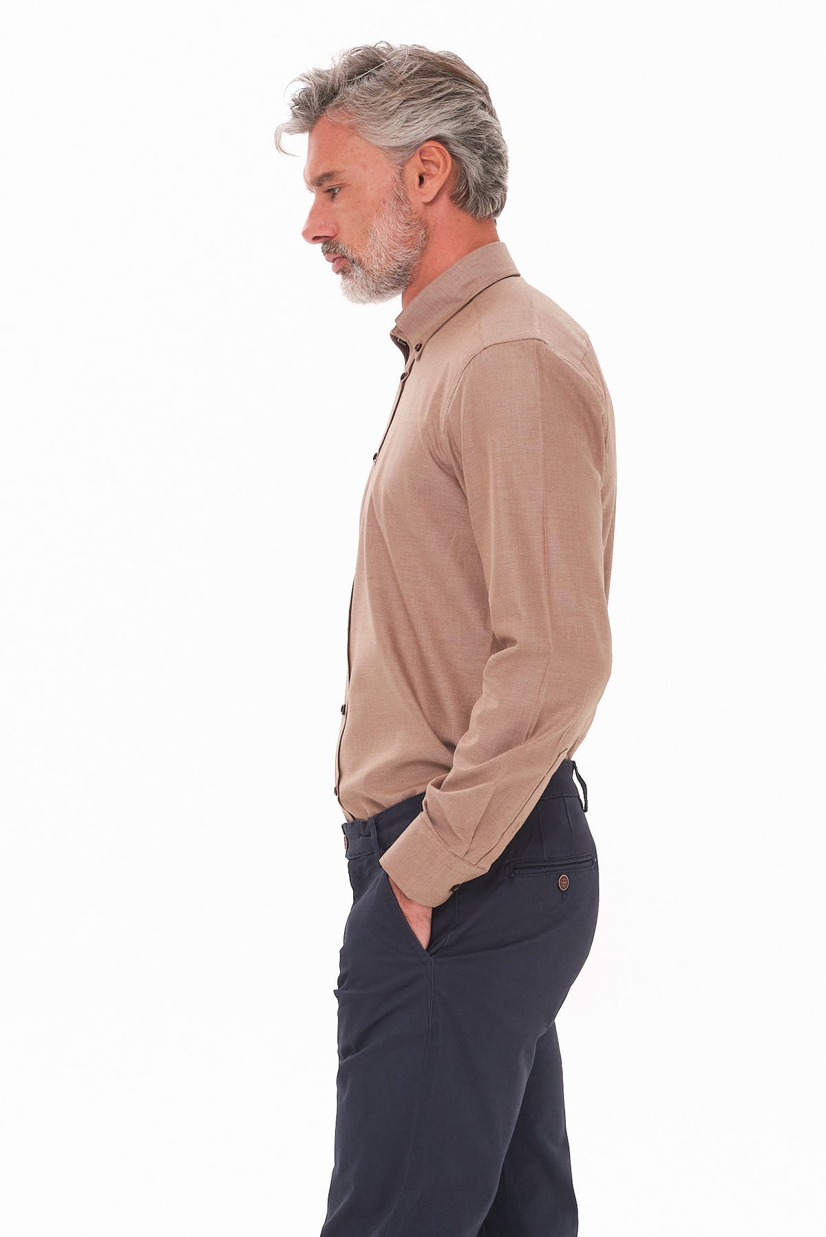 ΑΝΔΡΙΚΟ ΜΠΕΖ ΣΚΟΥΡΟ ΠΟΥΚΑΜΙΣΟ PORTOBELLO'S ME BUTTON DOWN ΓΙΑΚΑ REGULAR FIT