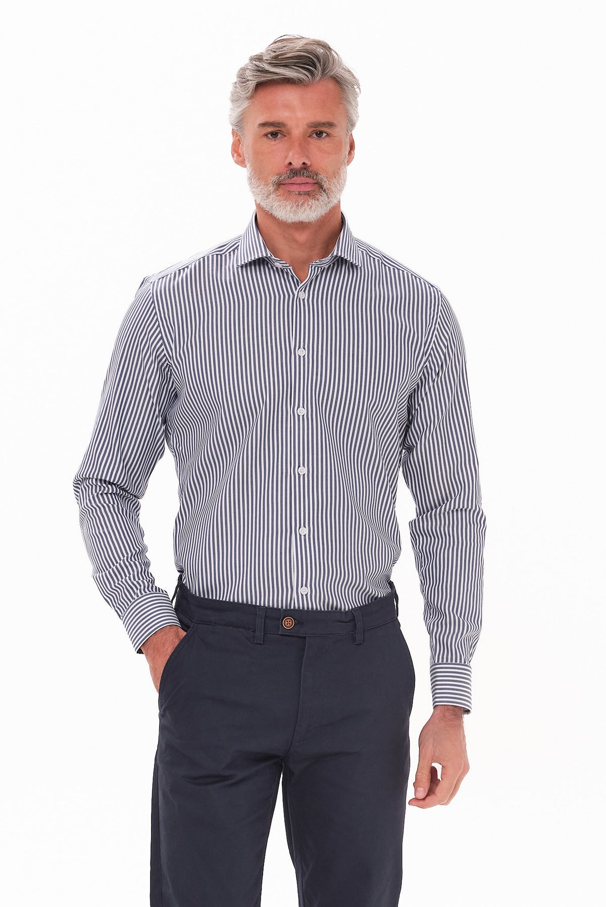 ΑΝΔΡΙΚΟ ΜΠΛΕ ΡΙΓΕ ΠΟΥΚΑΜΙΣΟ PORTOBELLO'S ΜΕ REX ΓΙΑΚΑ SLIM FIT
