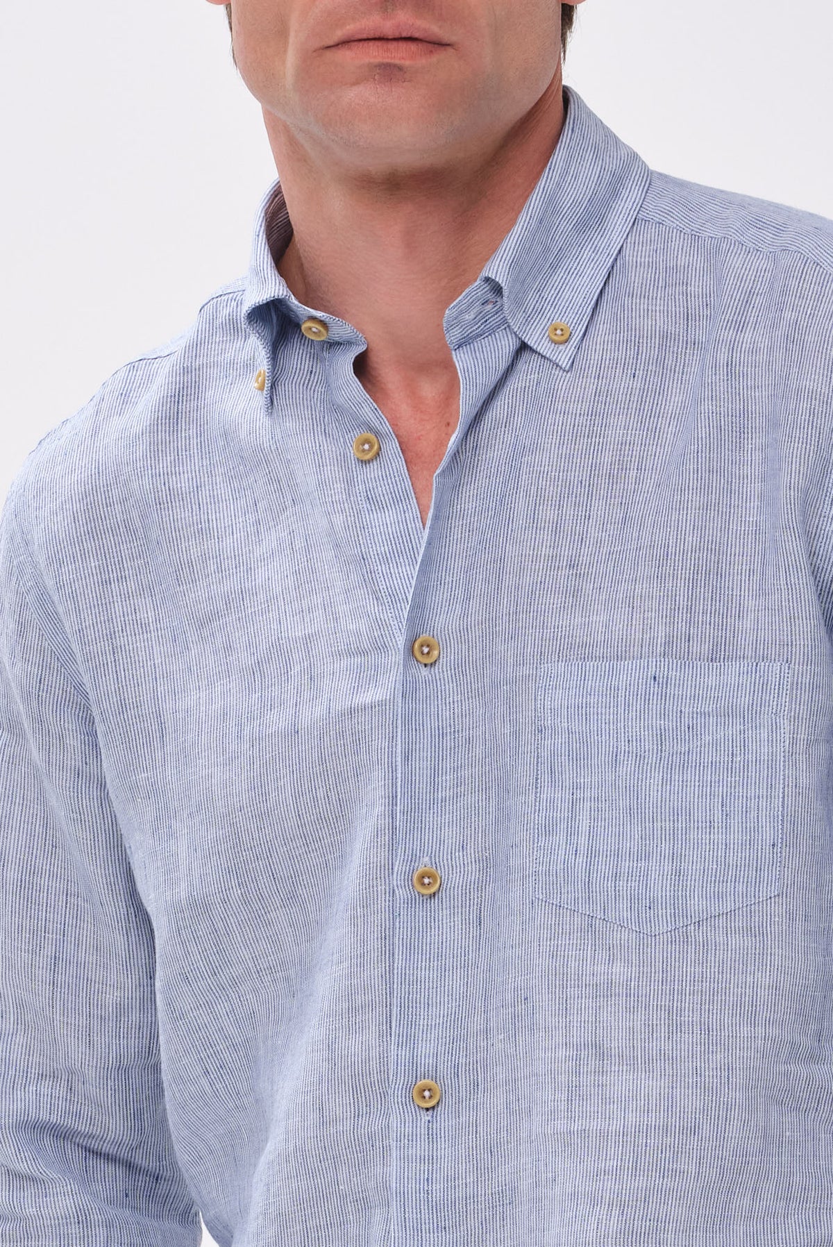 ΑΝΔΡΙΚΟ ΛΙΝΟ ΣΙΕΛ ΠΟΥΚΑΜΙΣΟ PORTOBELLO'S ME BUTTON DOWN ΓΙΑΚΑ MODERN FIT