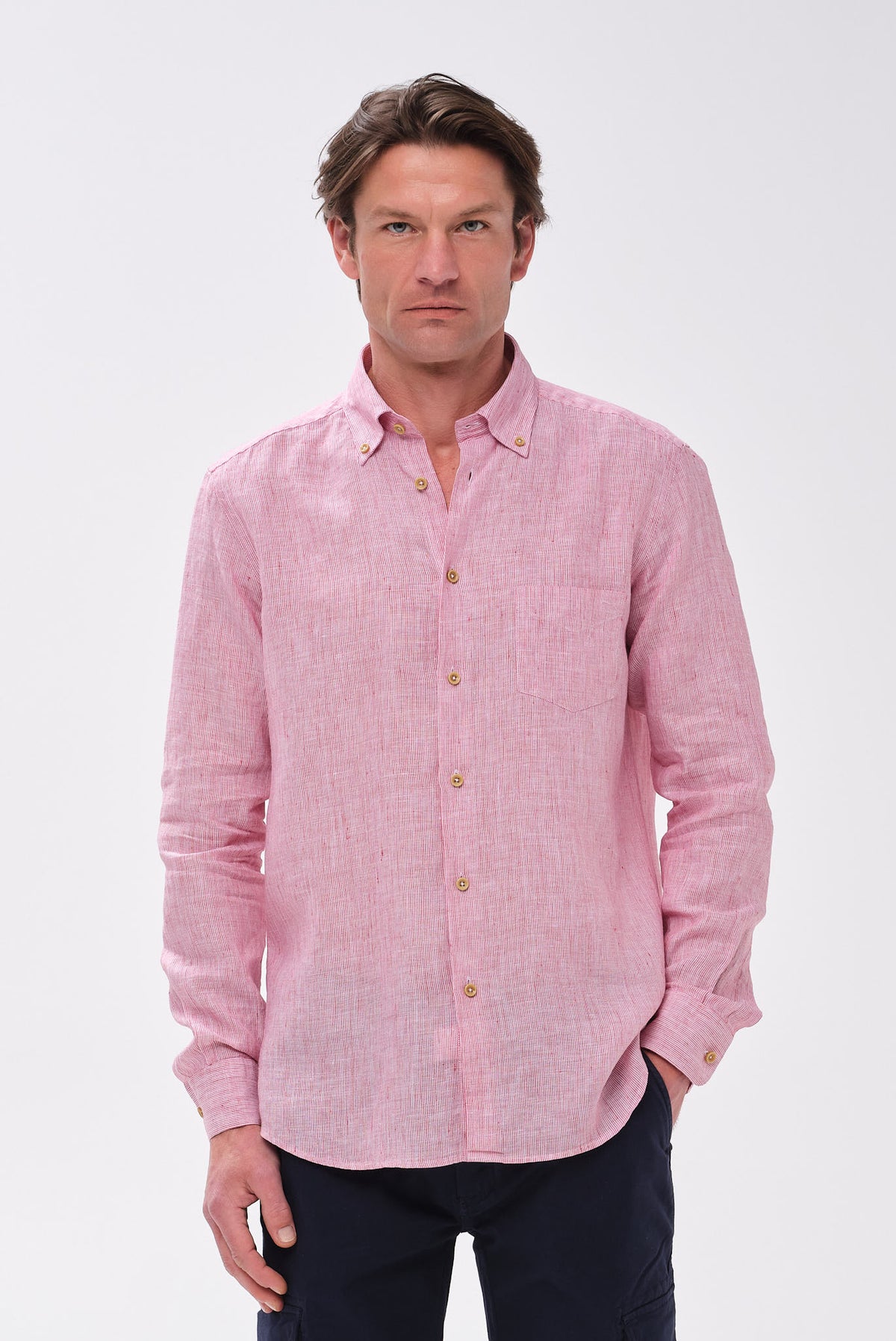 ΑΝΔΡΙΚΟ ΛΙΝΟ ΜΠΟΡΝΤΟ ΠΟΥΚΑΜΙΣΟ PORTOBELLO'S ME BUTTON DOWN ΓΙΑΚΑ MODERN FIT