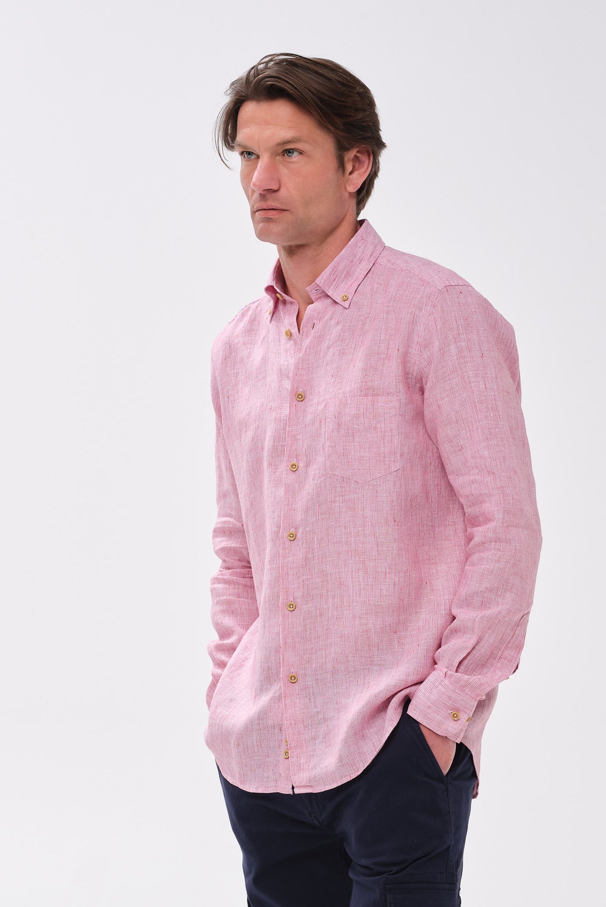 ΑΝΔΡΙΚΟ ΛΙΝΟ ΜΠΟΡΝΤΟ ΠΟΥΚΑΜΙΣΟ PORTOBELLO'S ME BUTTON DOWN ΓΙΑΚΑ MODERN FIT