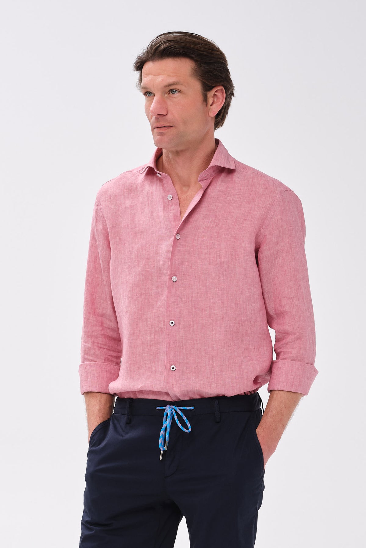 ΑΝΔΡΙΚΟ ΛΙΝΟ ΡΟΖ ΠΟΥΚΑΜΙΣΟ PORTOBELLO'S ΜΕ REX ΓΙΑΚΑ MODERN FIT