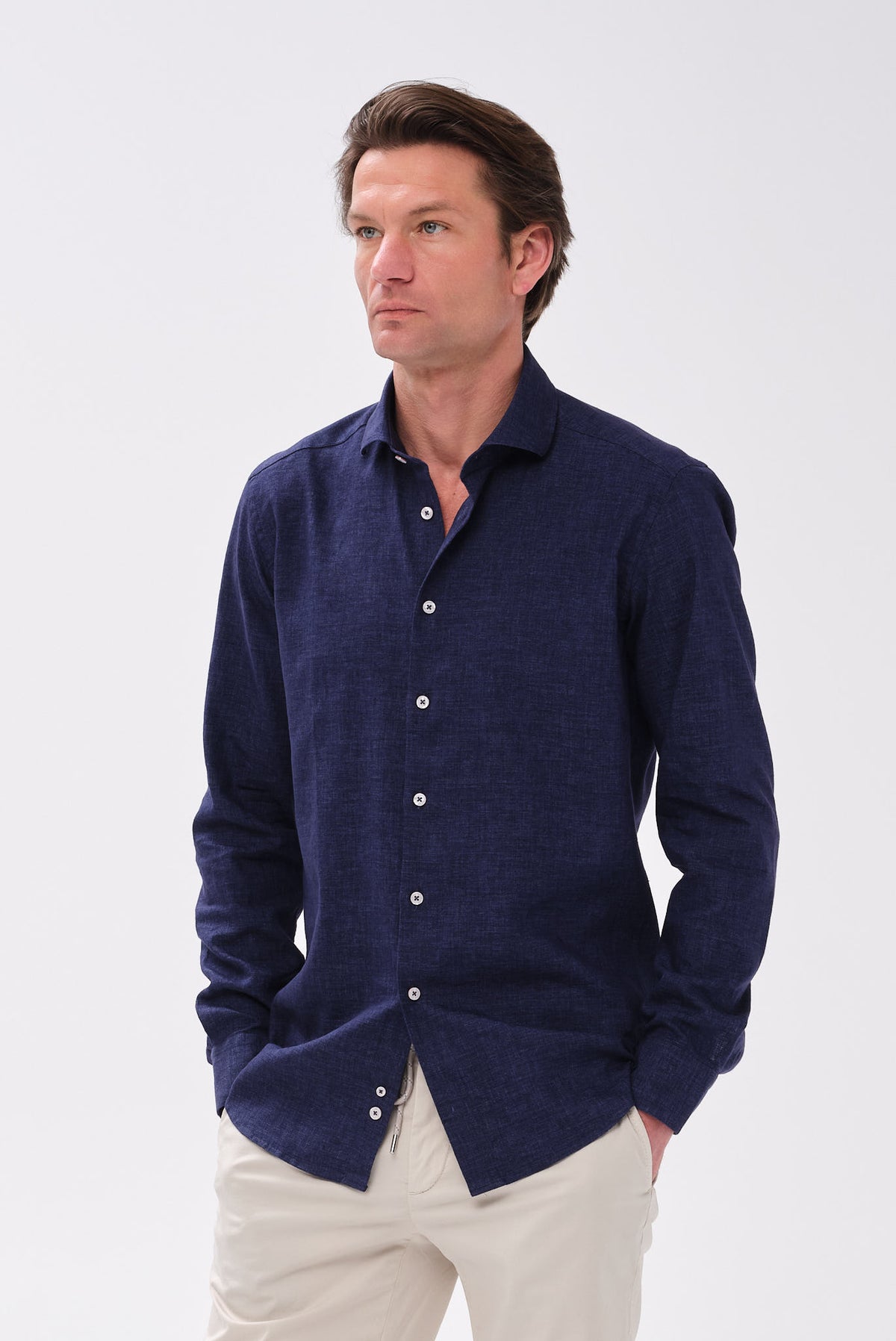 ΑΝΔΡΙΚΟ ΜΠΛΕ ΠΟΥΚΑΜΙΣΟ PORTOBELLO'S ΜΕ REX ΓΙΑΚΑ SLIM FIT