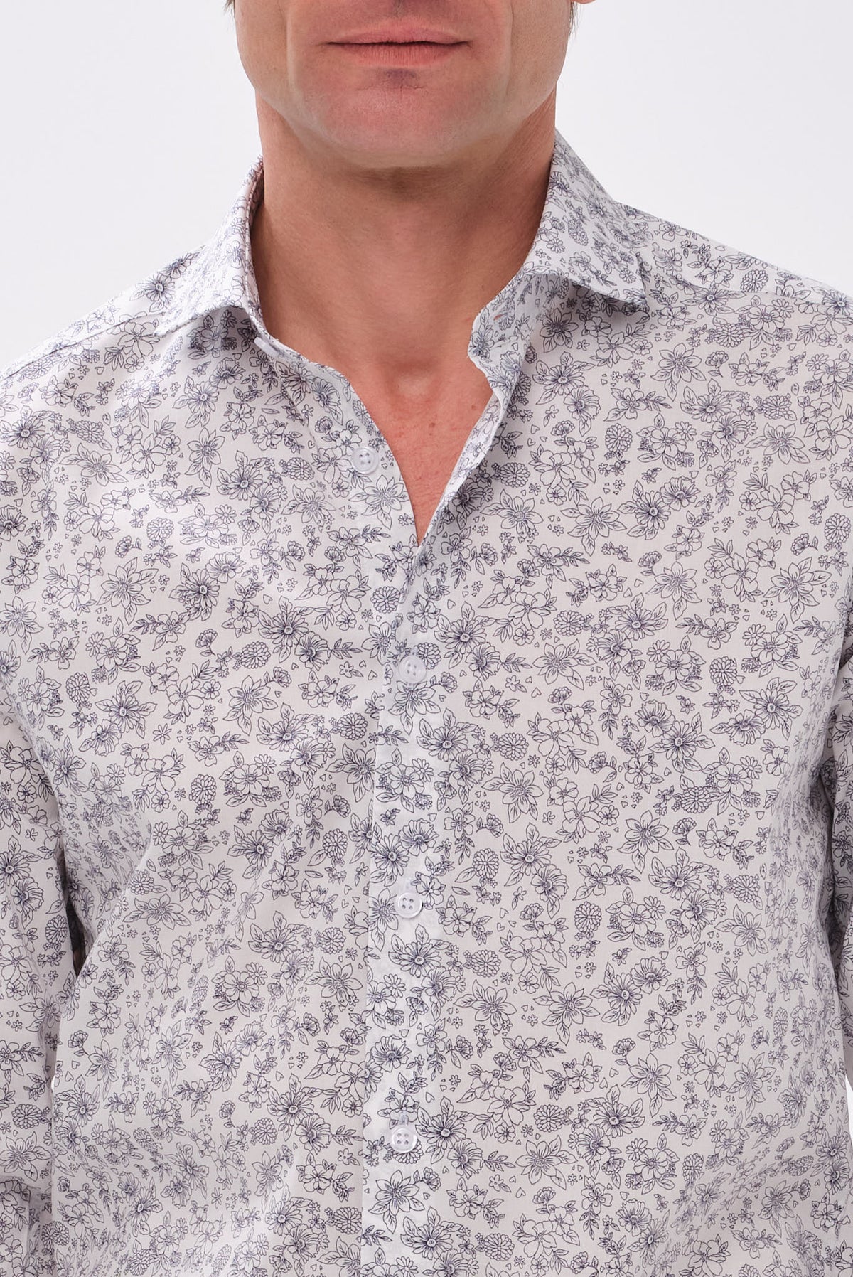 ΑΝΔΡΙΚΟ ΦΛΟΡΑΛ ΜΠΛΕ ΠΟΥΚΑΜΙΣΟ PORTOBELLO'S ΜΕ REX ΓΙΑΚΑ SLIM FIT