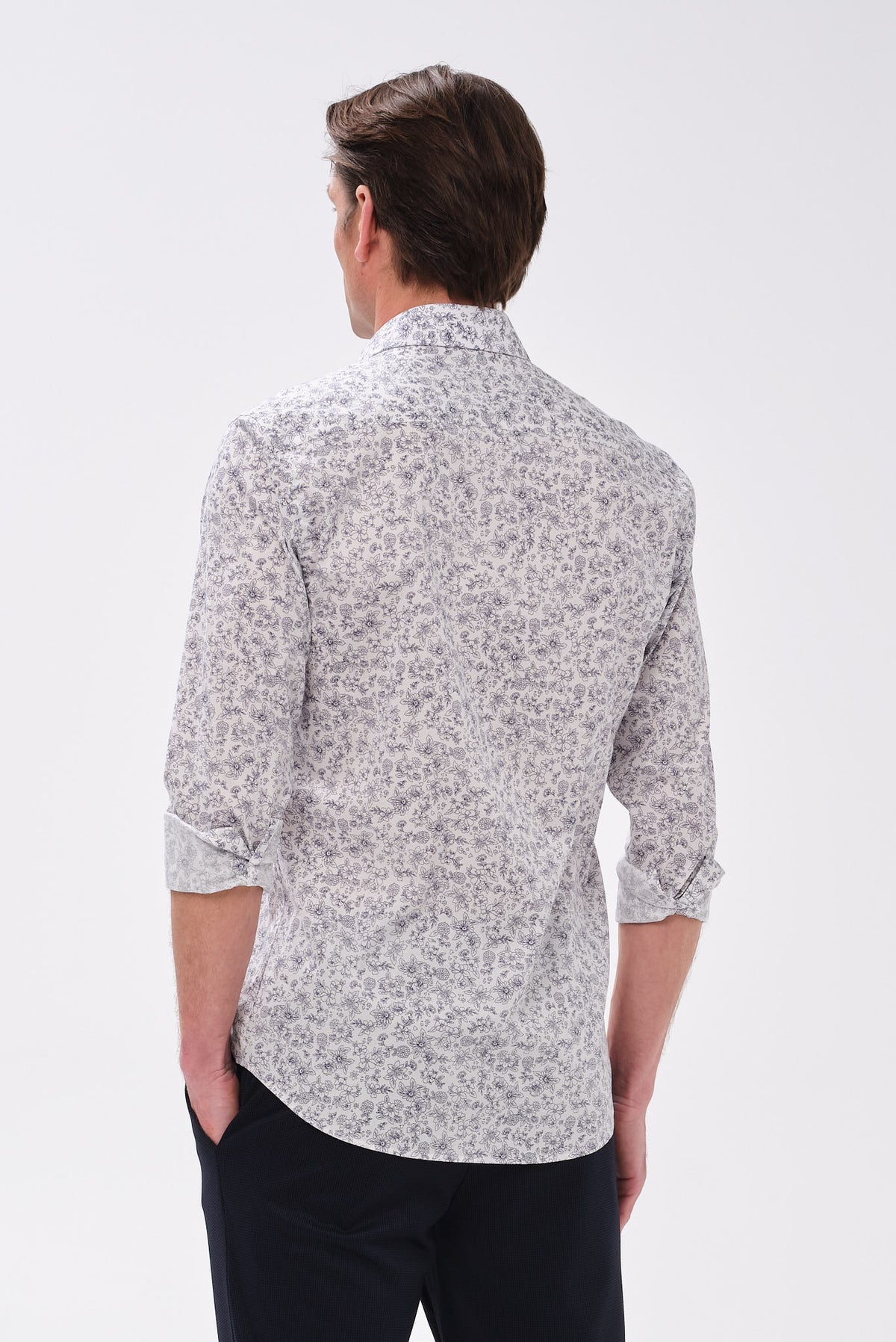 ΑΝΔΡΙΚΟ ΦΛΟΡΑΛ ΜΠΛΕ ΠΟΥΚΑΜΙΣΟ PORTOBELLO'S ΜΕ REX ΓΙΑΚΑ SLIM FIT