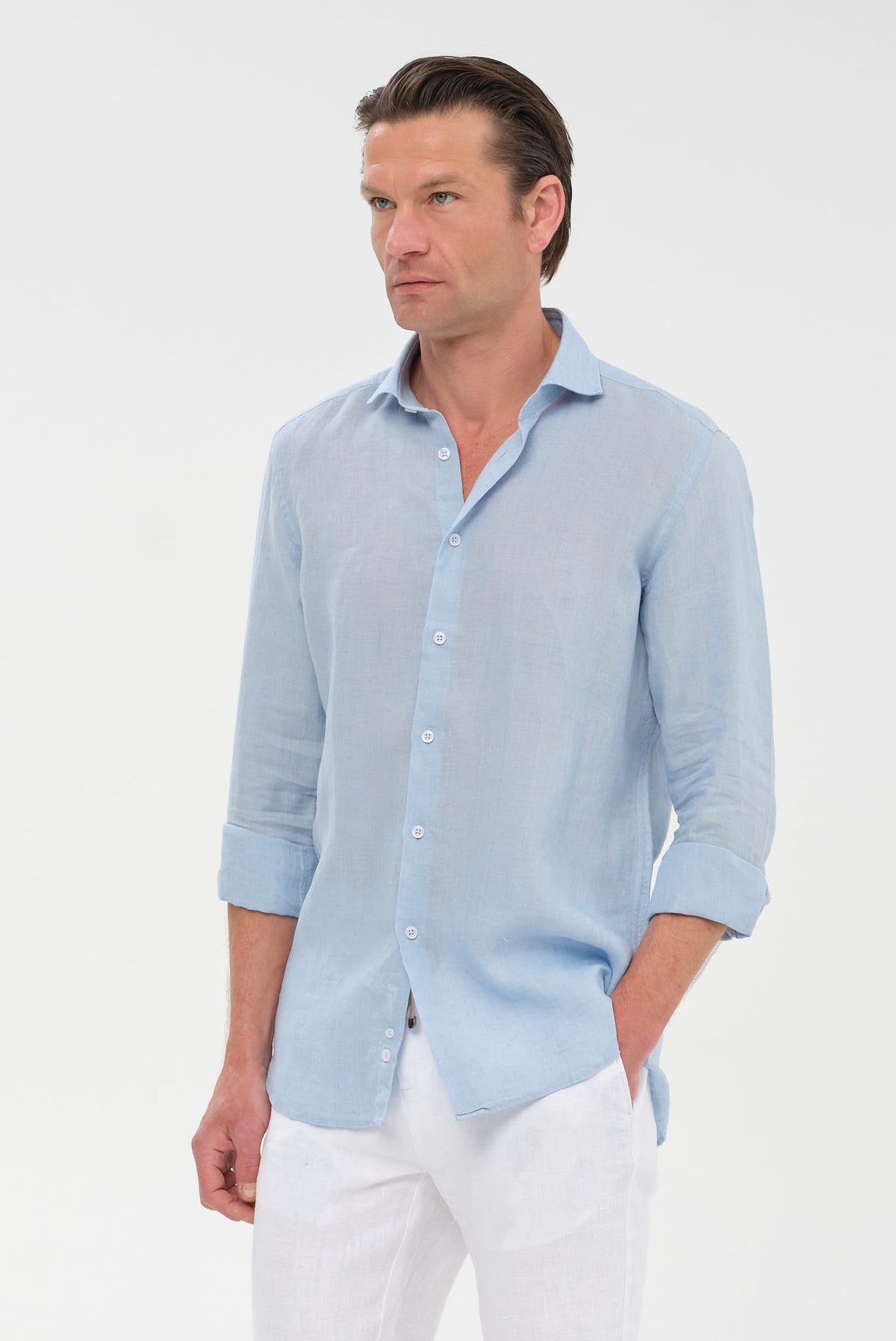 ΑΝΔΡΙΚΟ ΛΙΝΟ ΣΙΕΛ ΠΟΥΚΑΜΙΣΟ PORTOBELLO'S ME REX ΓΙΑΚΑ MODERN FIT