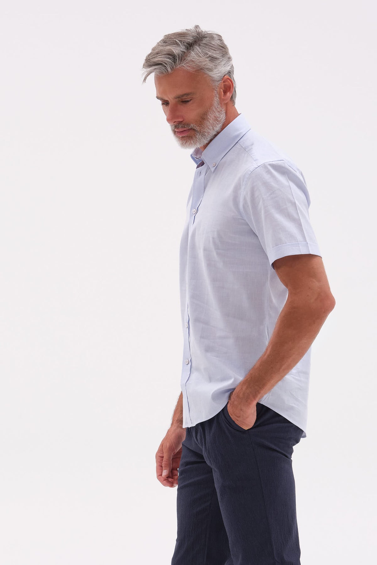 ΑΝΔΡΙΚΟ ΣΙΕΛ ΚΟΝΤΟΜΑΝΙΚΟ ΠΟΥΚΑΜΙΣΟ PORTOBELLO'S ΜΕ BUTTON DOWN ΓΙΑΚΑ REGULAR FIT