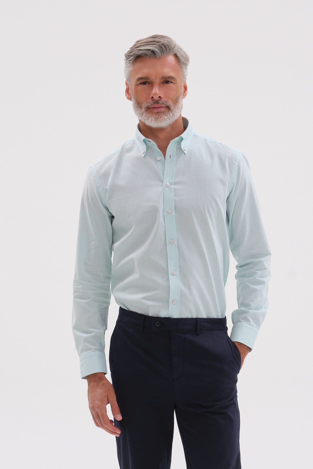 ΑΝΔΡΙΚΟ ΠΟΥΚΑΜΙΣΟ PORTOBELLO'S ΣΕ ΧΡΩΜΑ ΜΕΝΤΑΣ ΜΕ BUTTON DOWN ΓΙΑΚΑ REGULAR FIT