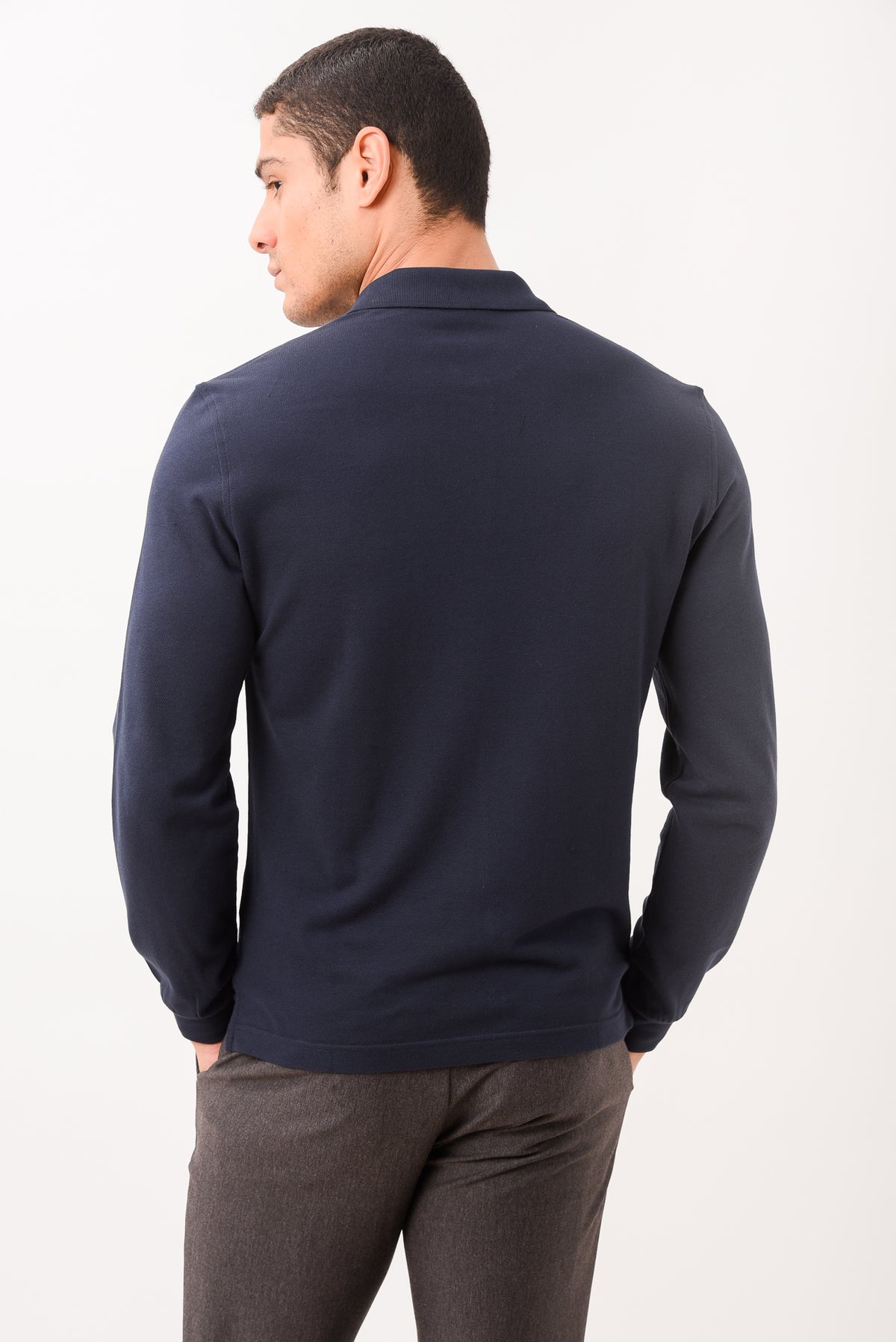 ΑΝΔΡΙΚΟ ΜΑΚΡΥΜΑΝΙΚΟ POLO PORTOBELLO'S ΣΕ ΜΠΛΕ ΣΚΟΥΡΟ ΧΡΩΜΑ REGULAR FIT