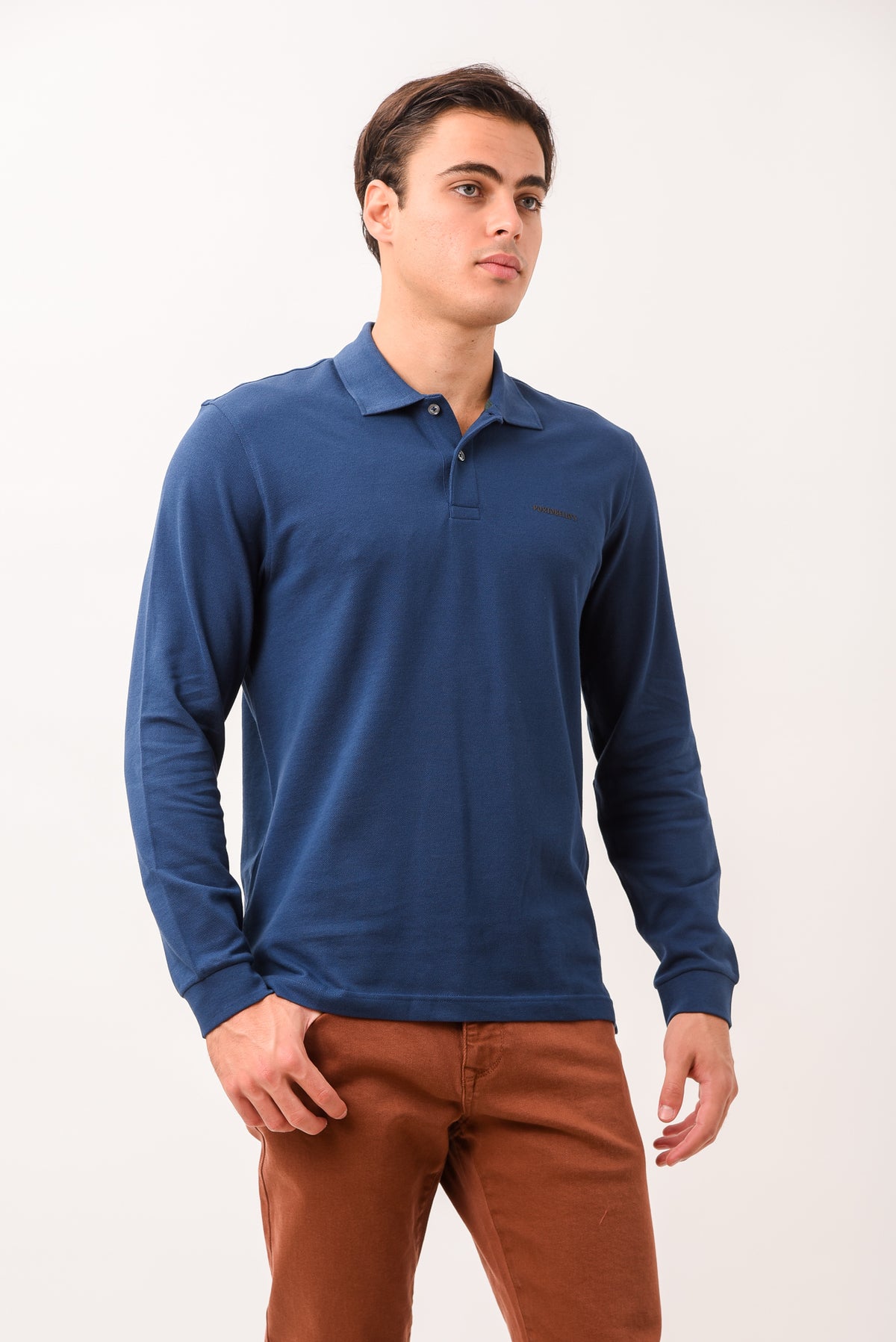 ΑΝΔΡΙΚΟ ΜΑΚΡΥΜΑΝΙΚΟ POLO PORTOBELLO'S ΣΕ ΜΠΛΕ ΡΑΦ ΧΡΩΜΑ REGULAR FIT