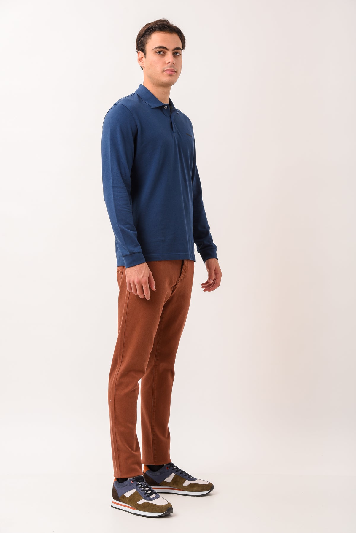 ΑΝΔΡΙΚΟ ΜΑΚΡΥΜΑΝΙΚΟ POLO PORTOBELLO'S ΣΕ ΜΠΛΕ ΡΑΦ ΧΡΩΜΑ REGULAR FIT